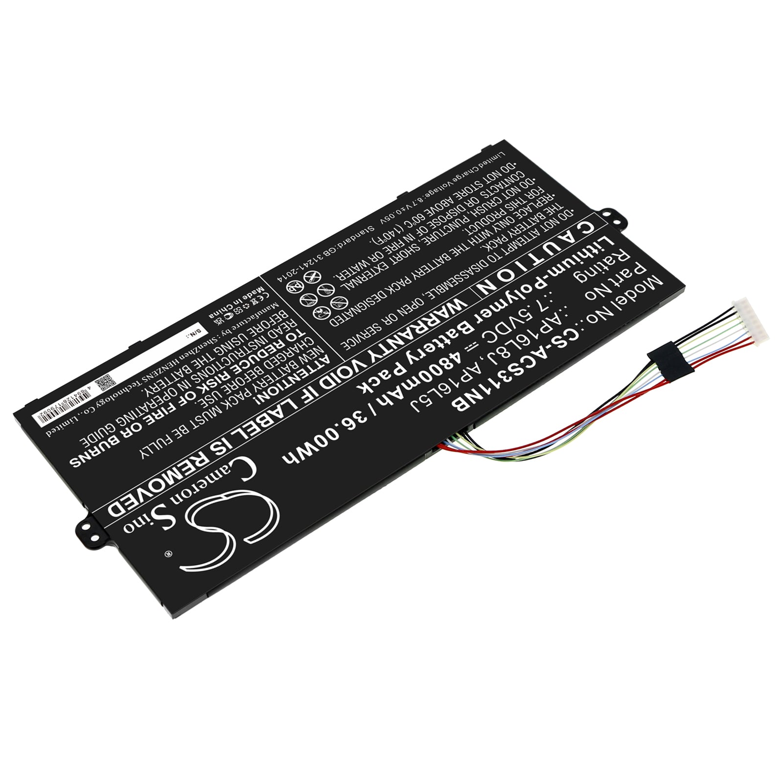 Li-Polymer, Notebook, Laptop Battery fits Acer Chromebook Spin 311 Cp311-2h, Chromebook Spin 311 Cp311-3h, 7.5V, 4800mAh Notebook, Laptop Cameron Sino Technology Limited