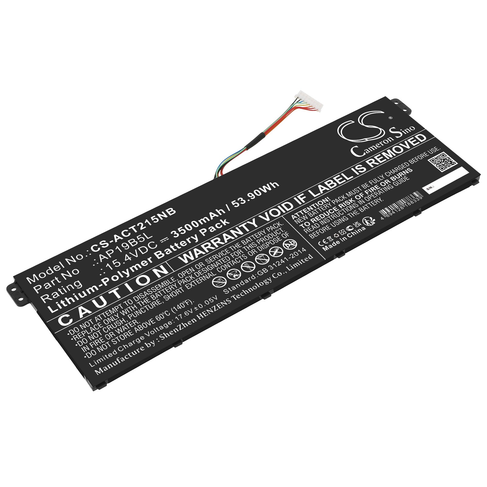 Li-Polymer, Notebook, Laptop Battery fits Acer Aspire 5 (a515-48m), Aspire 5 A515-43-r0bv, 15.4V, 3500mAh Notebook, Laptop Cameron Sino Technology Limited