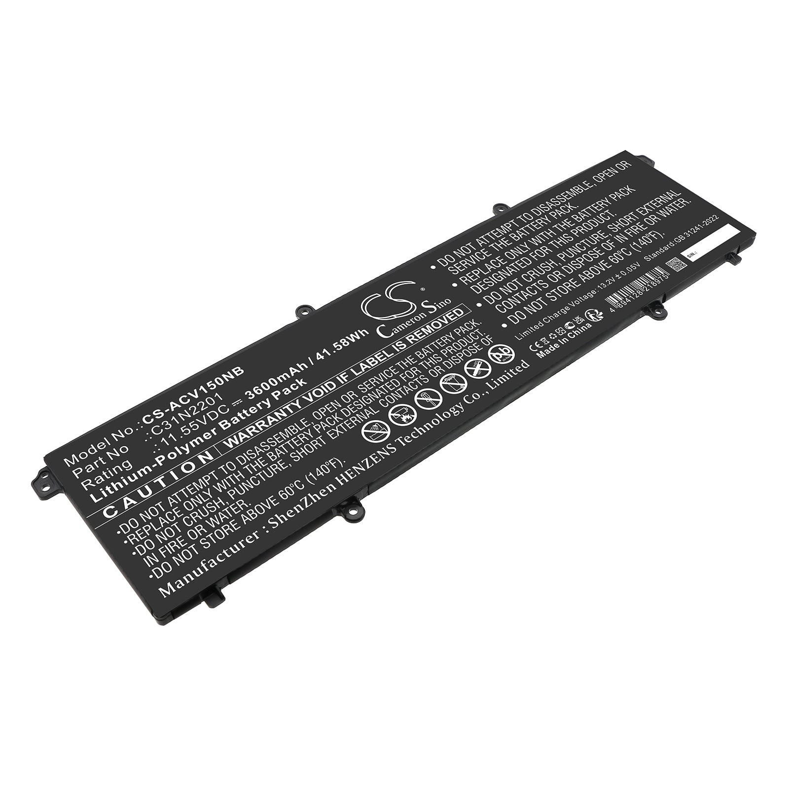 11.55V, Li-Polymer, 3600mAh, Battery fits Asus E1504FA-BQ038W, E1504FA-BQ090, 41.58Wh Notebook, Laptop Cameron Sino Technology Limited