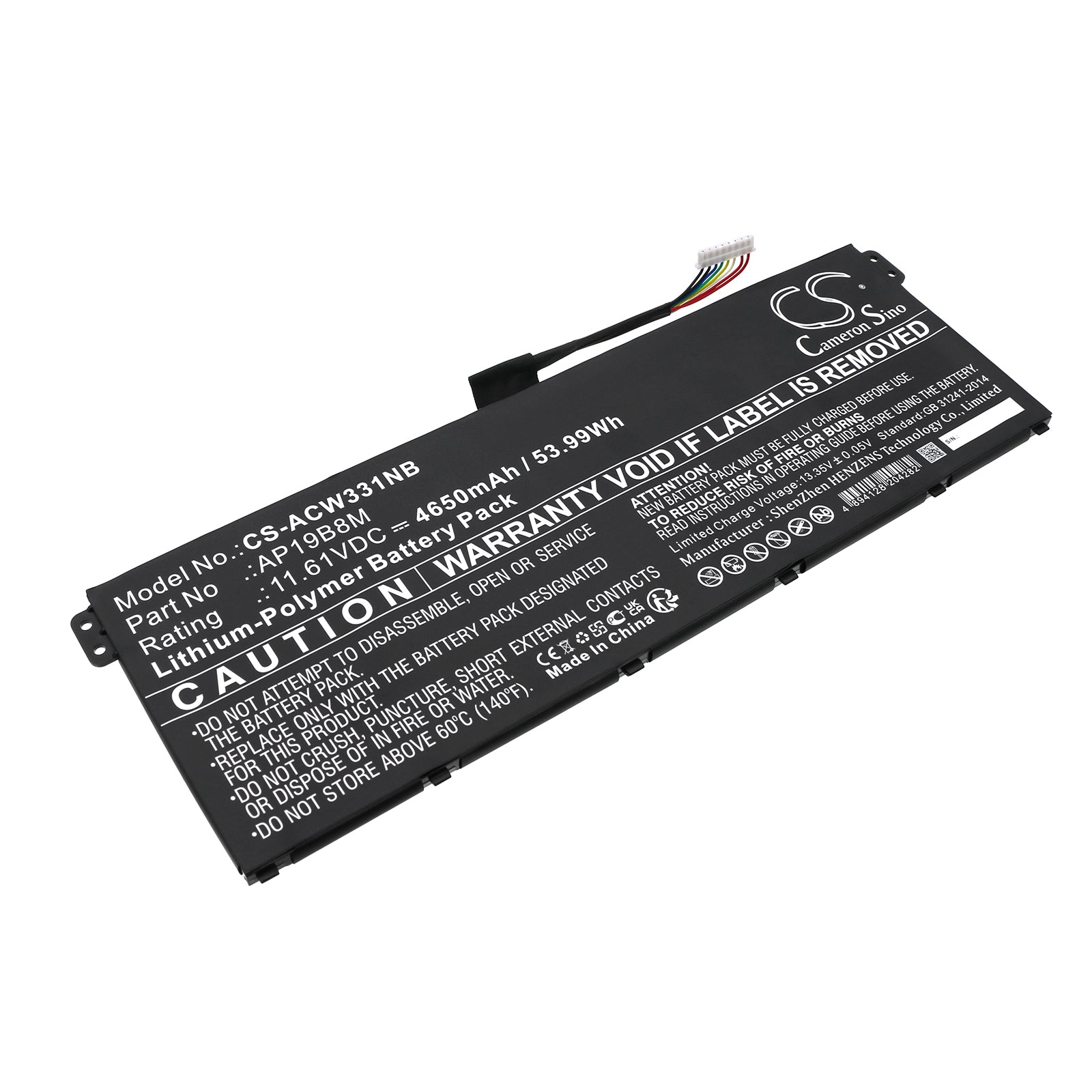 Li-ion, Notebook, Laptop Battery fits Acer Aspire Vero Av15-52, Aspire Vero Av15-52-39eb, 11.61V, 4650mAh Notebook, Laptop Cameron Sino Technology Limited
