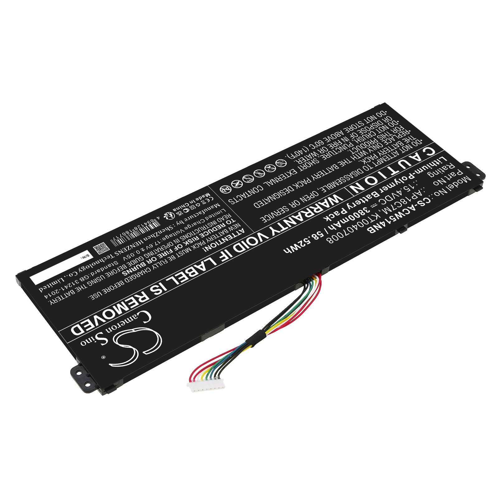 Li-Polymer, Notebook, Laptop Battery fits Acer Conceptd 3 Cn316-73g-729b, Conceptd 3 Cn316-73g-73k5, 15.4V, 3800mAh Notebook, Laptop Cameron Sino Technology Limited
