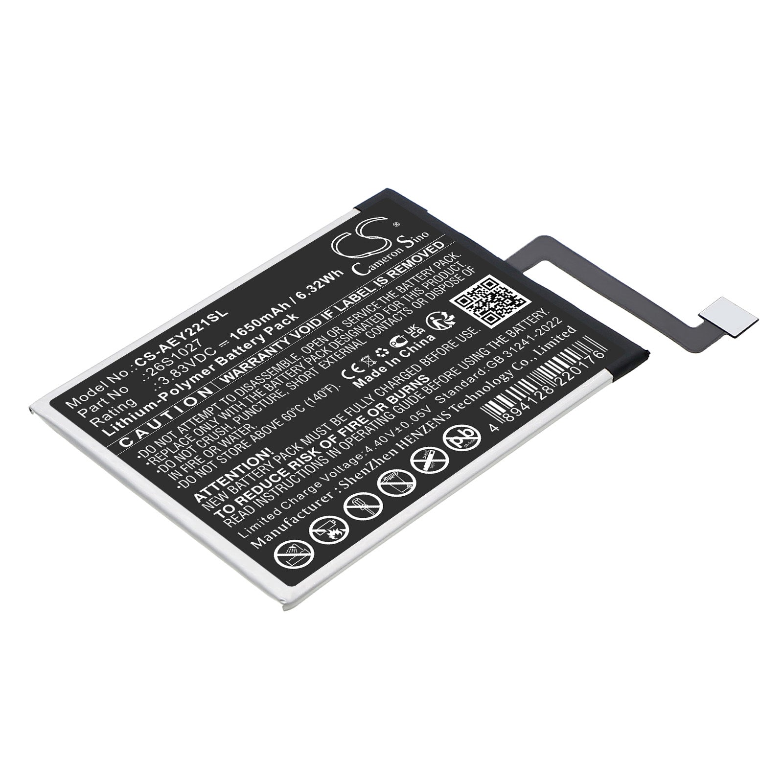 3.83V, Li-Polymer, 1650mAh, Battery fits Amazon Kindle Paperwhite 11th, Kindle Paperwhite 2021, 6.32Wh E-book, E-reader Cameron Sino Technology Limited