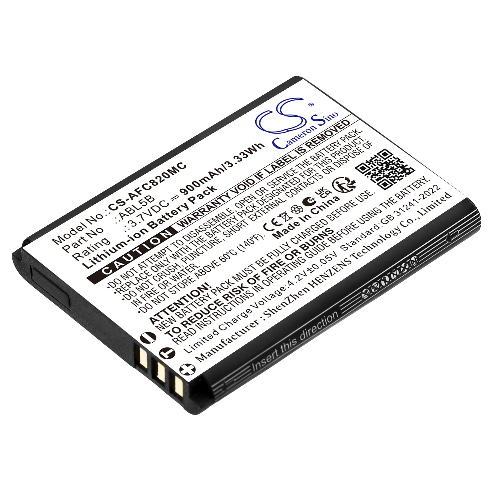 3.7V, Li-ion, 900mAh, Battery fits AgfaPhoto DC8200, DC9200, 3.33Wh Camera Cameron Sino Technology Limited