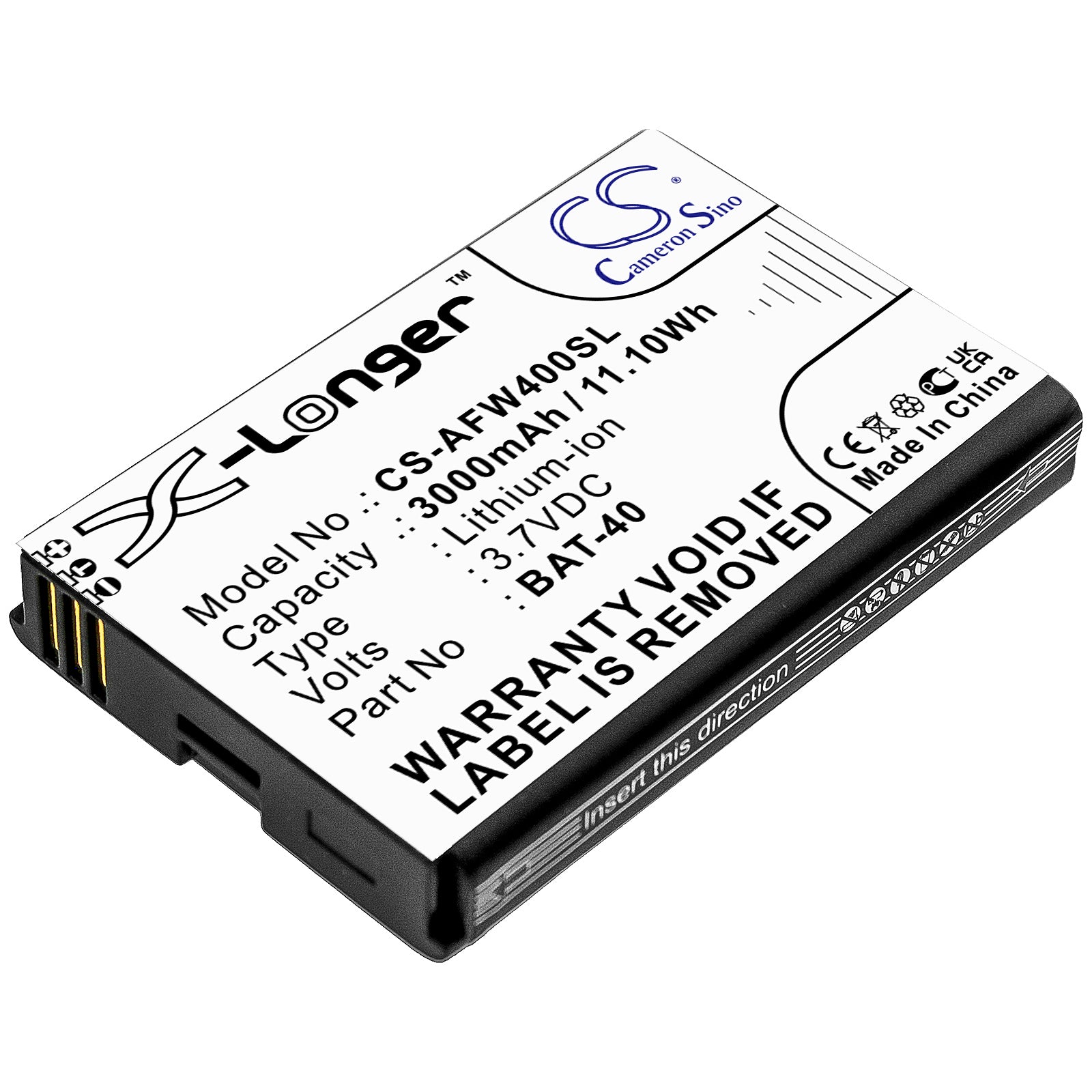 Li-ion, Hotspot Battery fits At&t Ifwa-40, 3.7V, 3000mAh Hotspot Cameron Sino Technology Limited