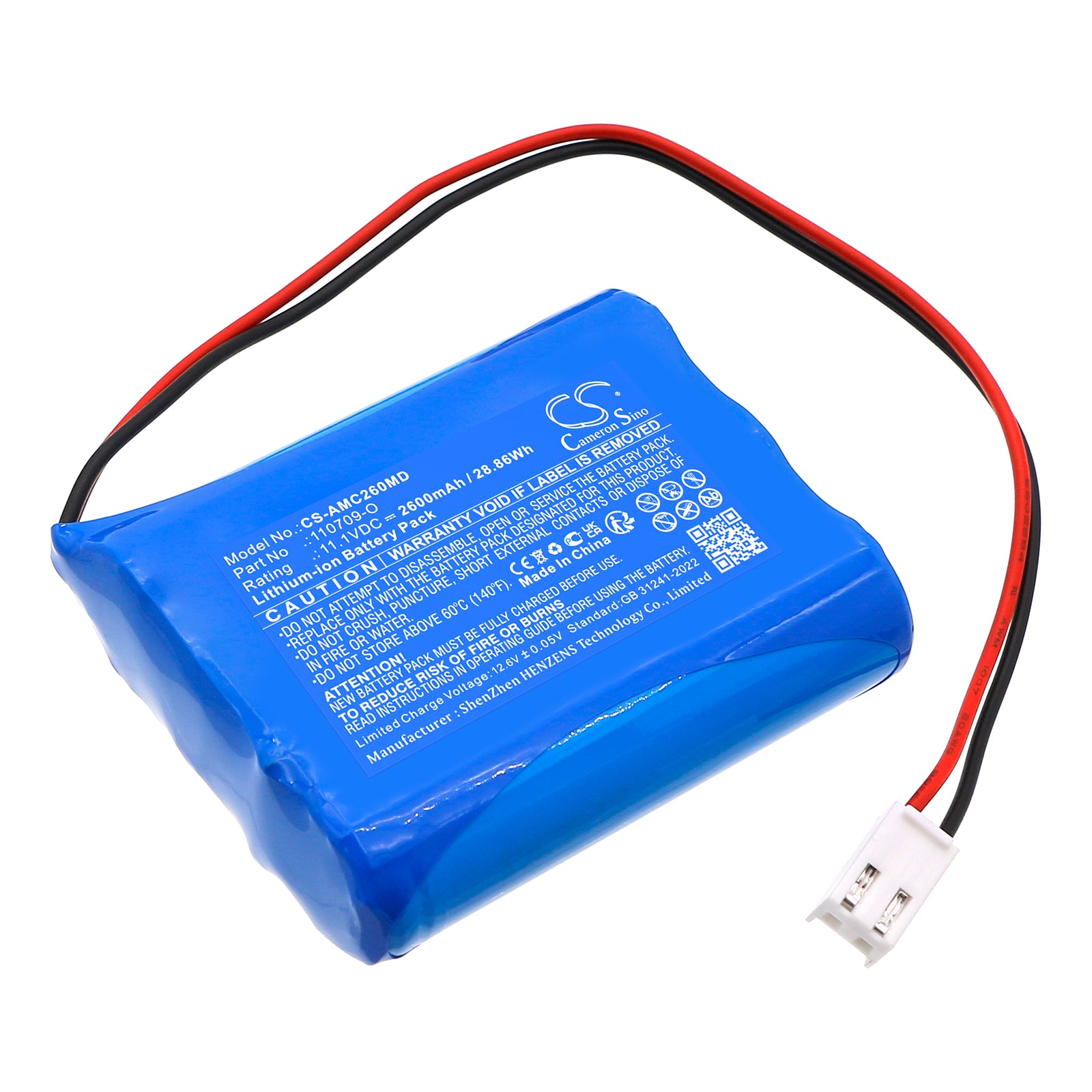 11.1V, Li-ion, 2600mAh, Battery fits Atoms CC26, Carry Care 26, 28.86Wh Medical Cameron Sino Technology Limited