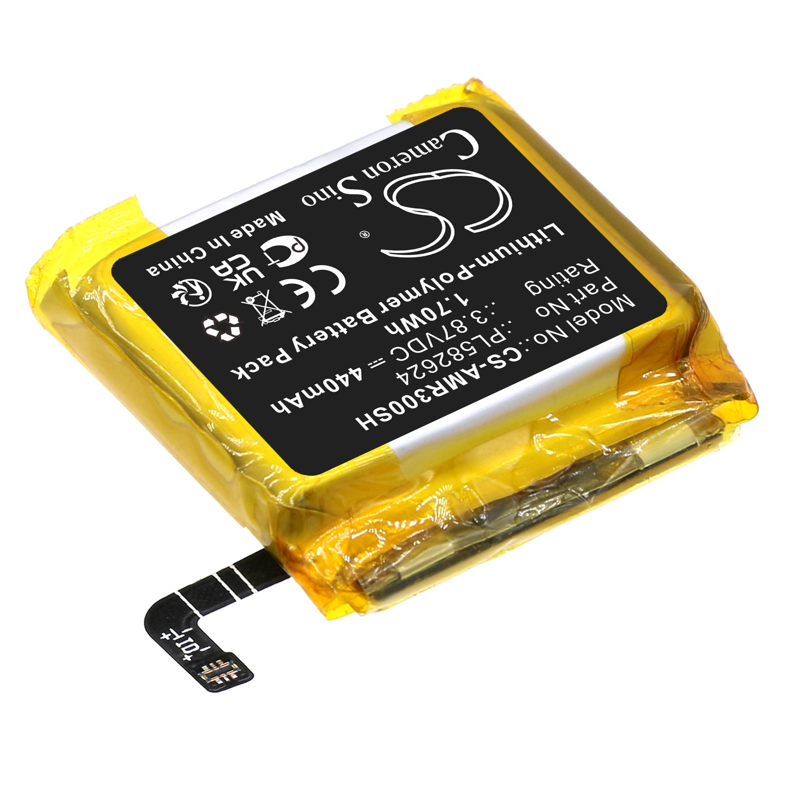 Li-Polymer, Smartwatch Battery fits Amazfit A2039, A2040, 3.87V, 440mAh Smartwatch Cameron Sino Technology Limited