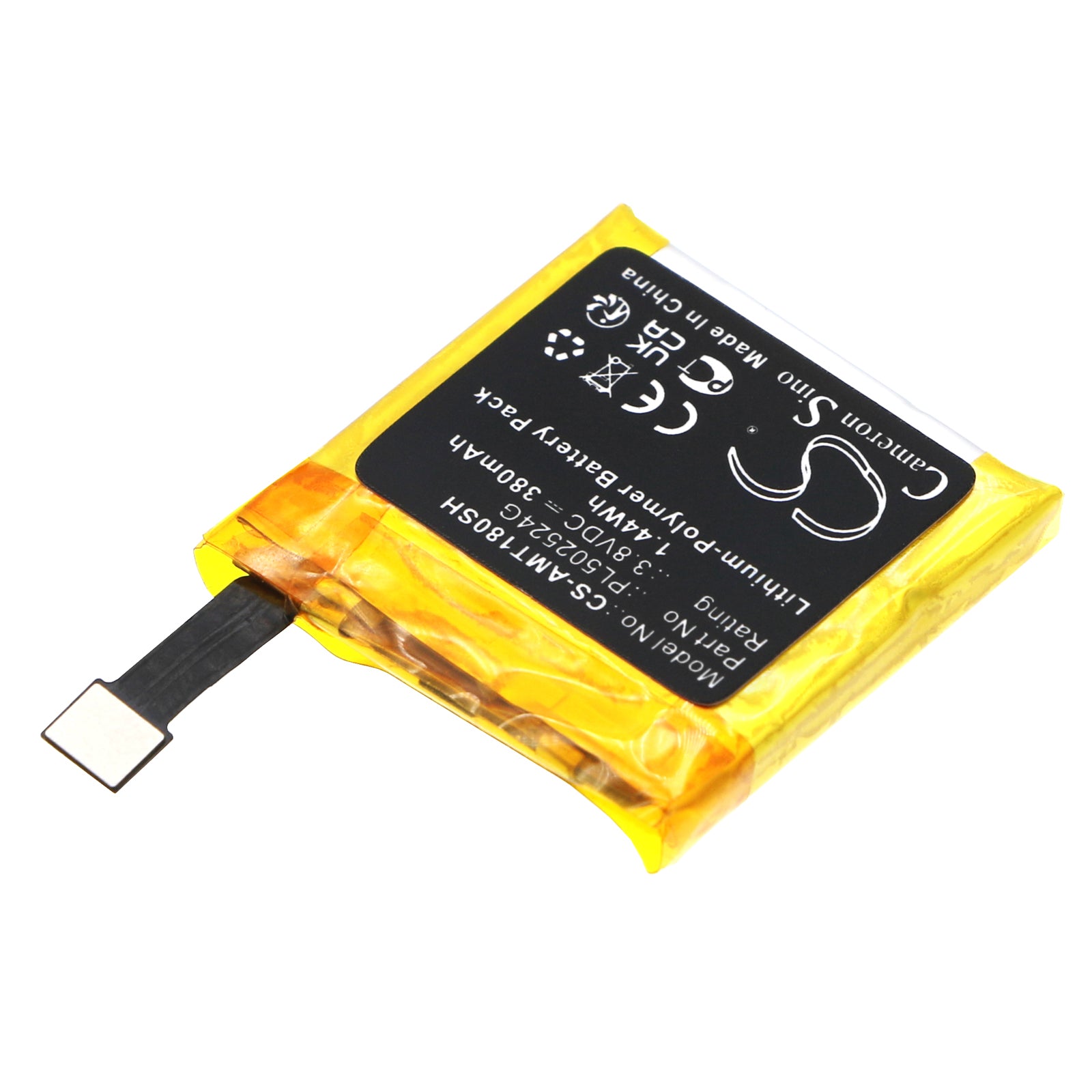 Li-Polymer, Smartwatch Battery fits Amazfit A1801, A1807 Nexus, 3.8V, 380mAh Smartwatch Cameron Sino Technology Limited