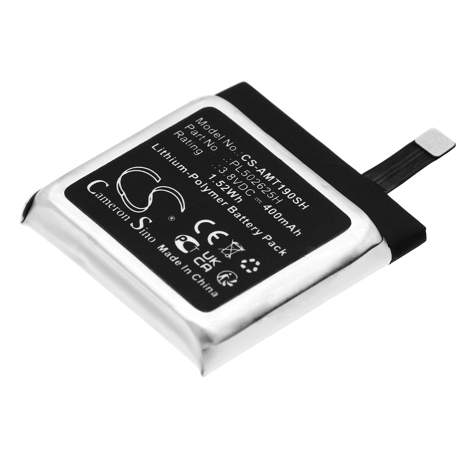 Li-Polymer, Smartwatch Battery fits Amazfit A19029, Gtr 47mm, 3.8V, 400mAh Smartwatch Cameron Sino Technology Limited