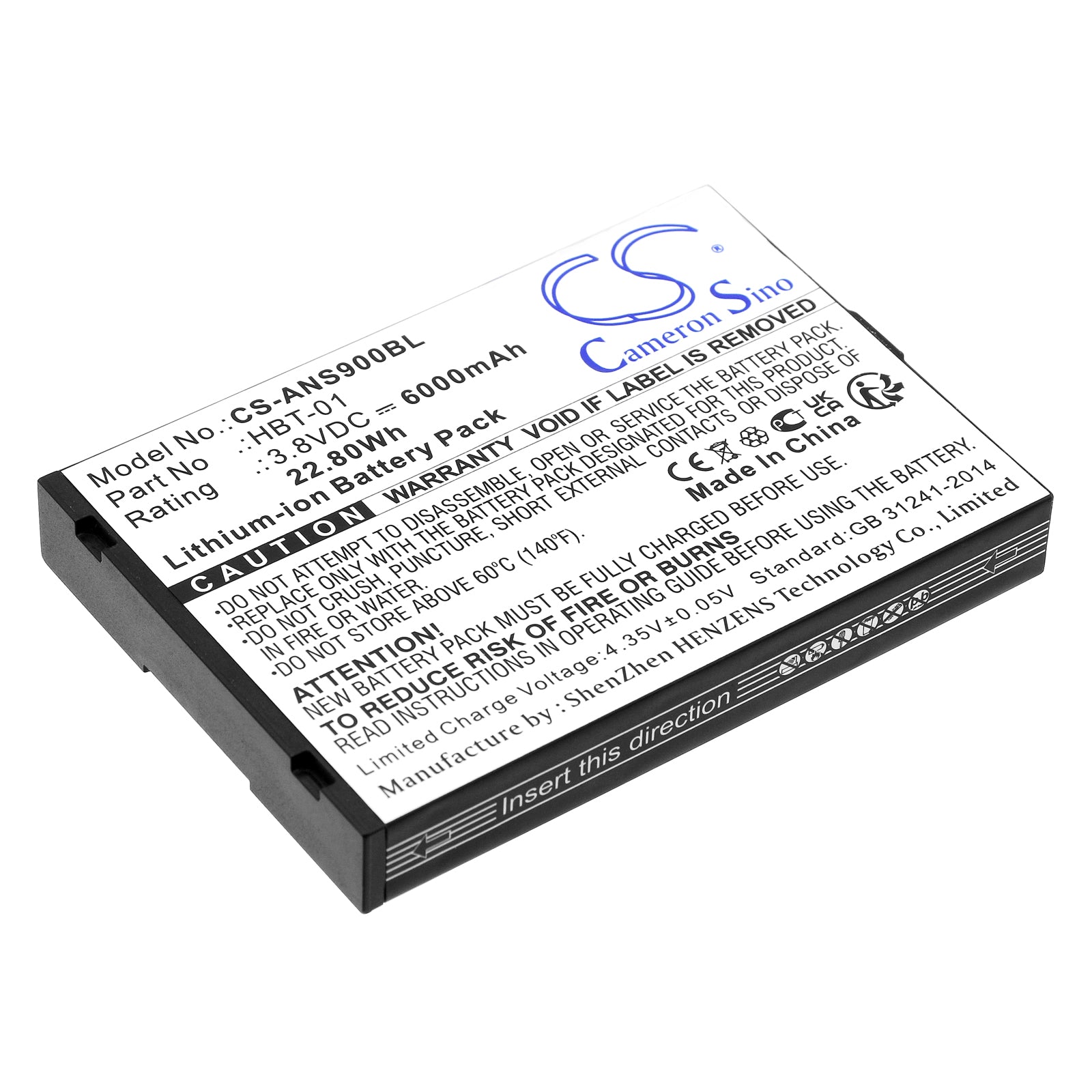 Li-ion, Payment Terminal Battery fits Aisino A90, 3.8V, 6000mAh Payment Terminal Cameron Sino Technology Limited