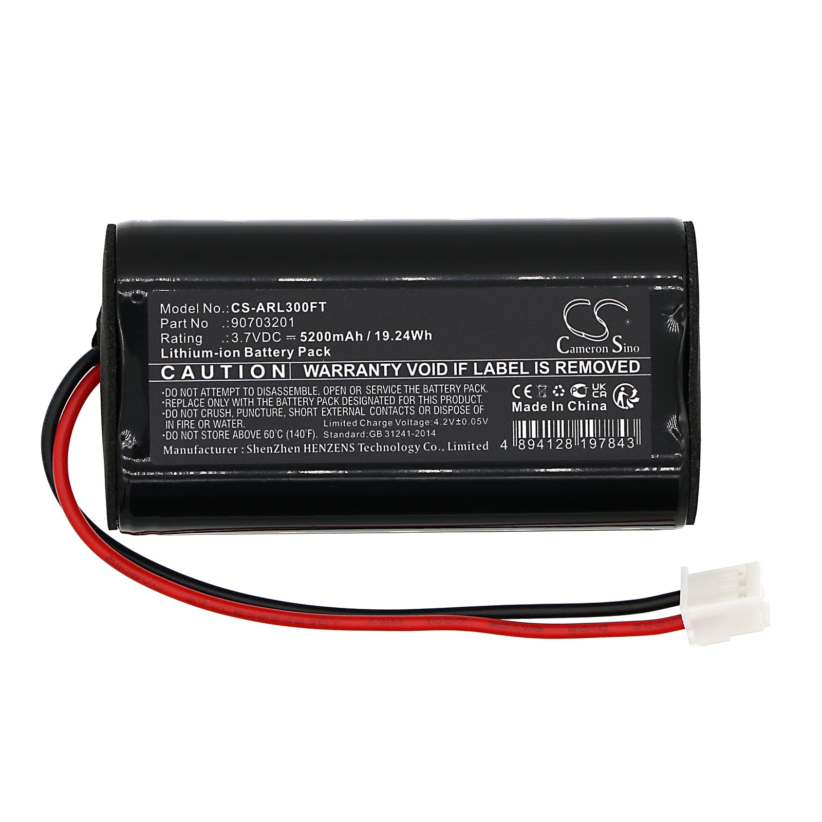 Li-ion, Flashlight Battery fits Adaro Adalit L-3000, Adalit L-3000 Power, 3.7V, 5200mAh Flashlight Cameron Sino Technology Limited