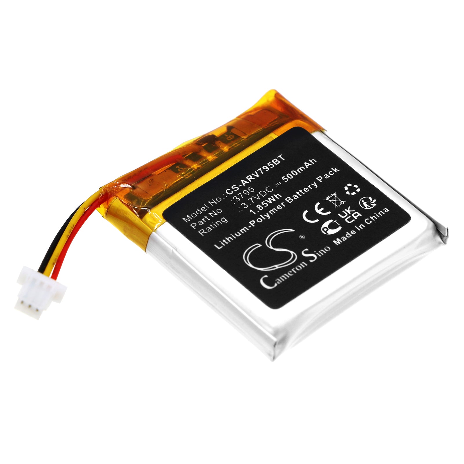 Li-Polymer, Home Security Camera Battery fits Alarm.com Video Doorbell, 3.7V, 500mAh Home Security Camera Cameron Sino Technology Limited