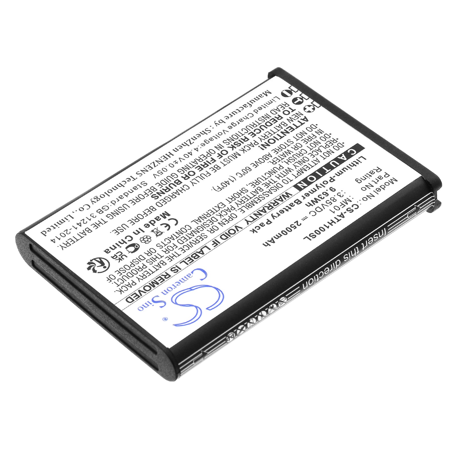 Li-Polymer, Hotspot Battery fits At&t Ct2mhs01, T-mobile Hotspot Tmo Hs1, 3.85V, 2500mAh Hotspot Cameron Sino Technology Limited