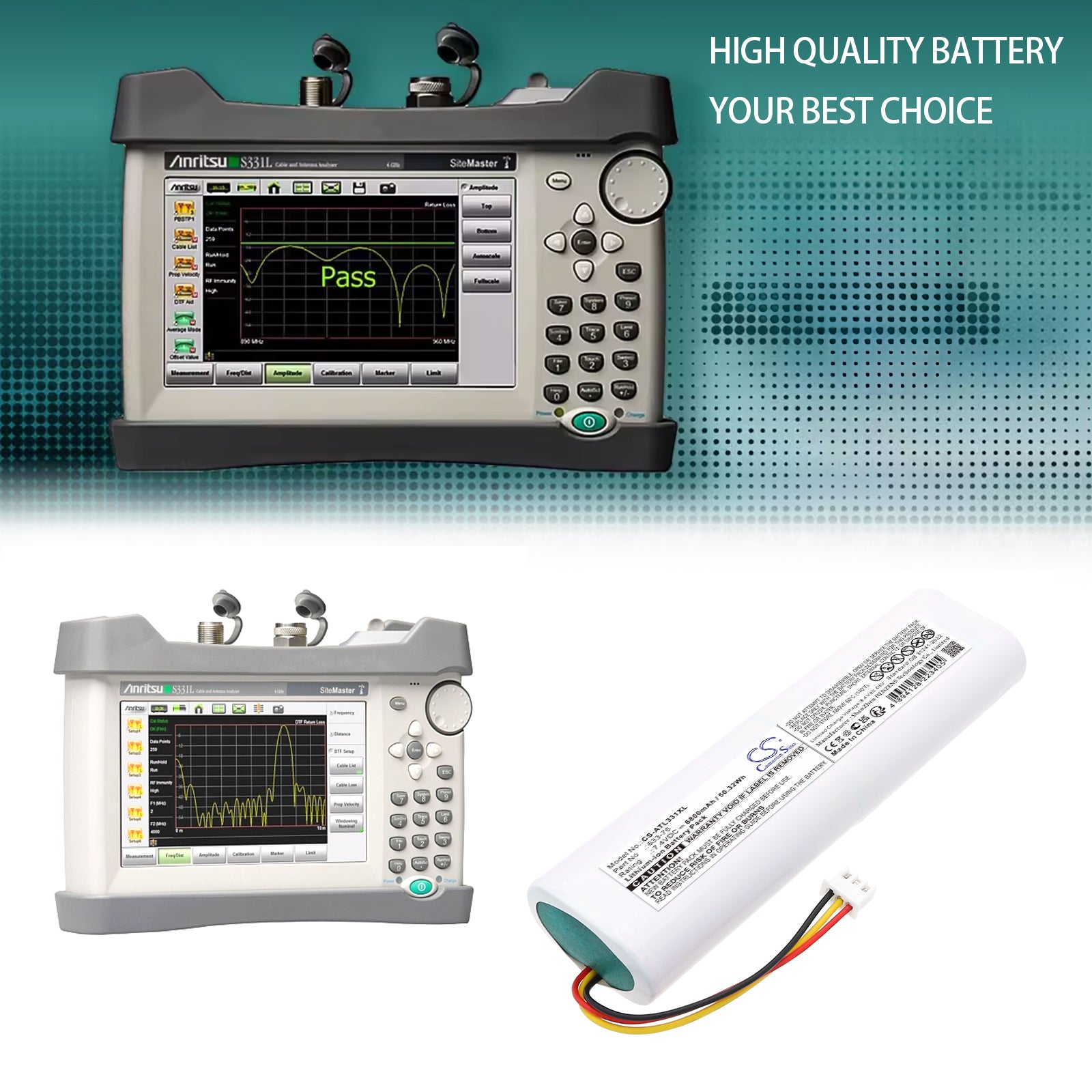 7.4V, Li-ion, 6800mAh, Battery fits Anritsu S331L, 50.32Wh Equipment, Survey, Test Cameron Sino Technology Limited