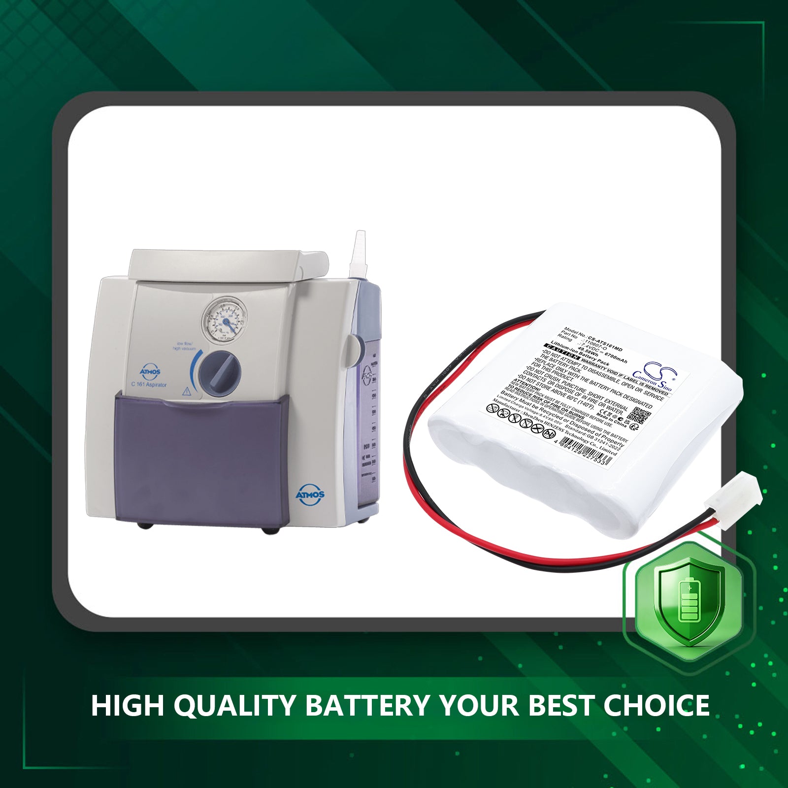 7.4V, Li-ion, 6700mAh, Battery fits Atmos Suctions Pump A161, Suctions Pump A261, 49.58Wh Medical Cameron Sino Technology Limited