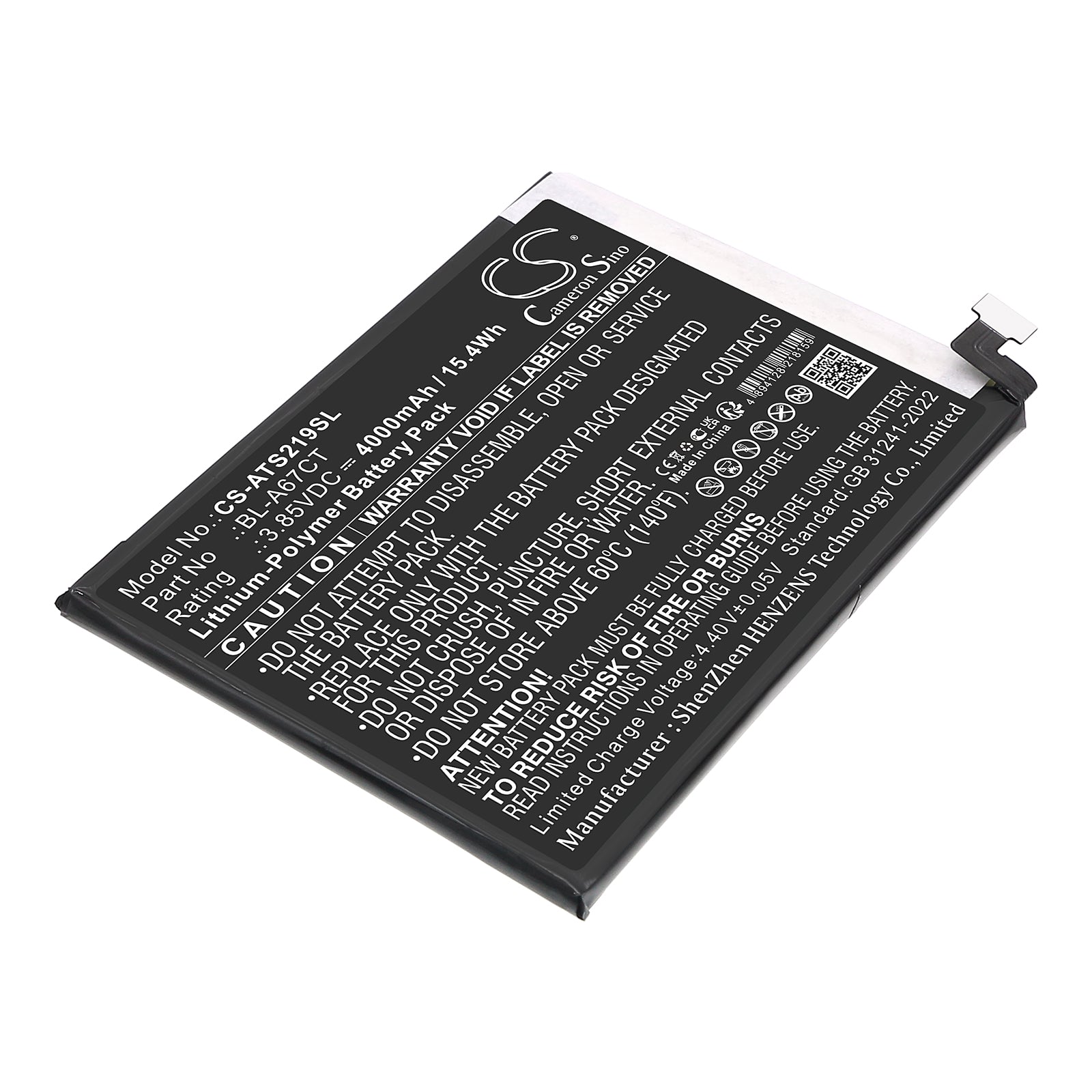 3.85V, Li-Polymer, 4000mAh, Battery fits Cricket Outlast 5G, Outlast 5G SN509C, 15.4Wh Mobile, SmartPhone Cameron Sino Technology Limited