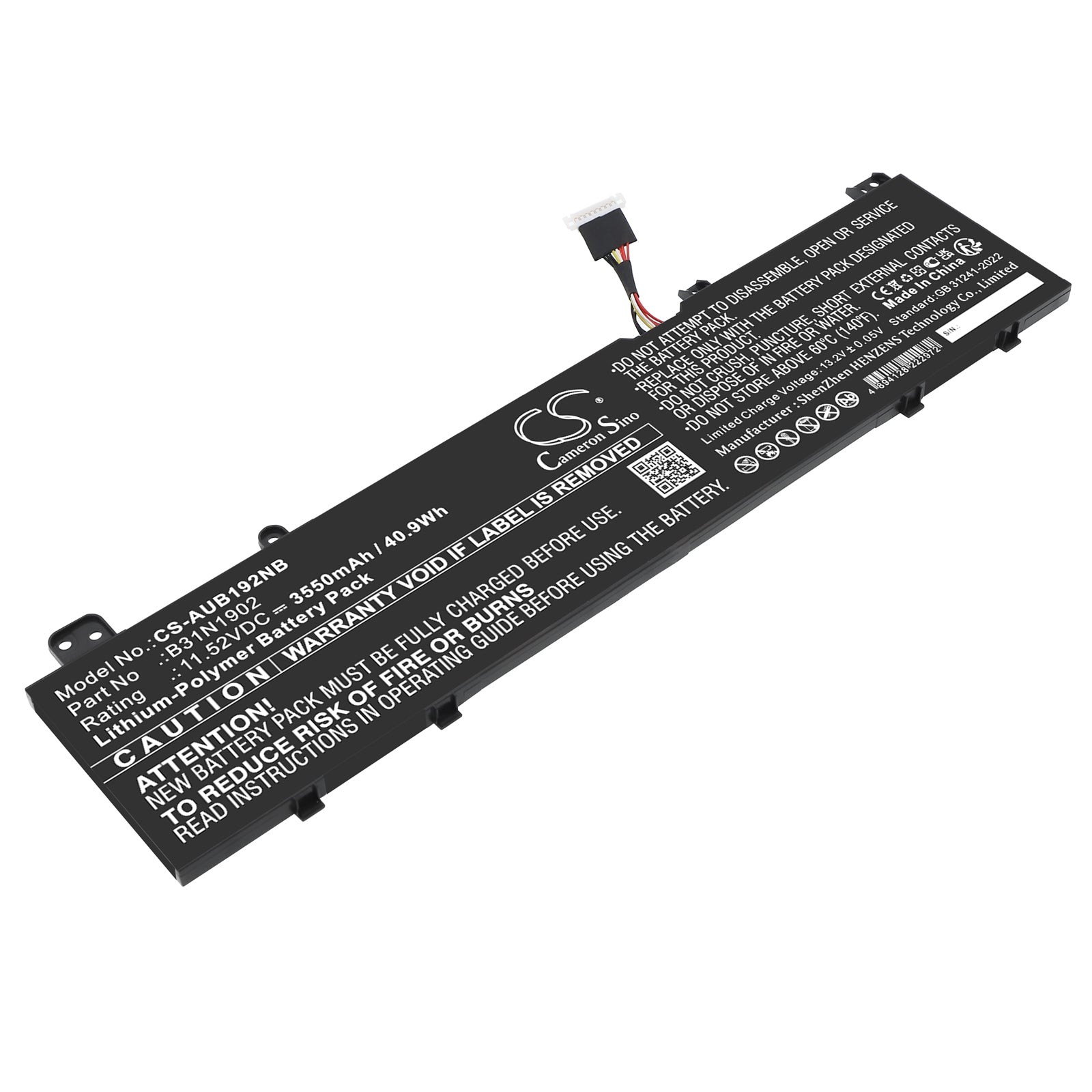 11.52V, Li-Polymer, 3550mAh, Battery fits Asus B31N1902, 40.9Wh Notebook, Laptop Cameron Sino Technology Limited