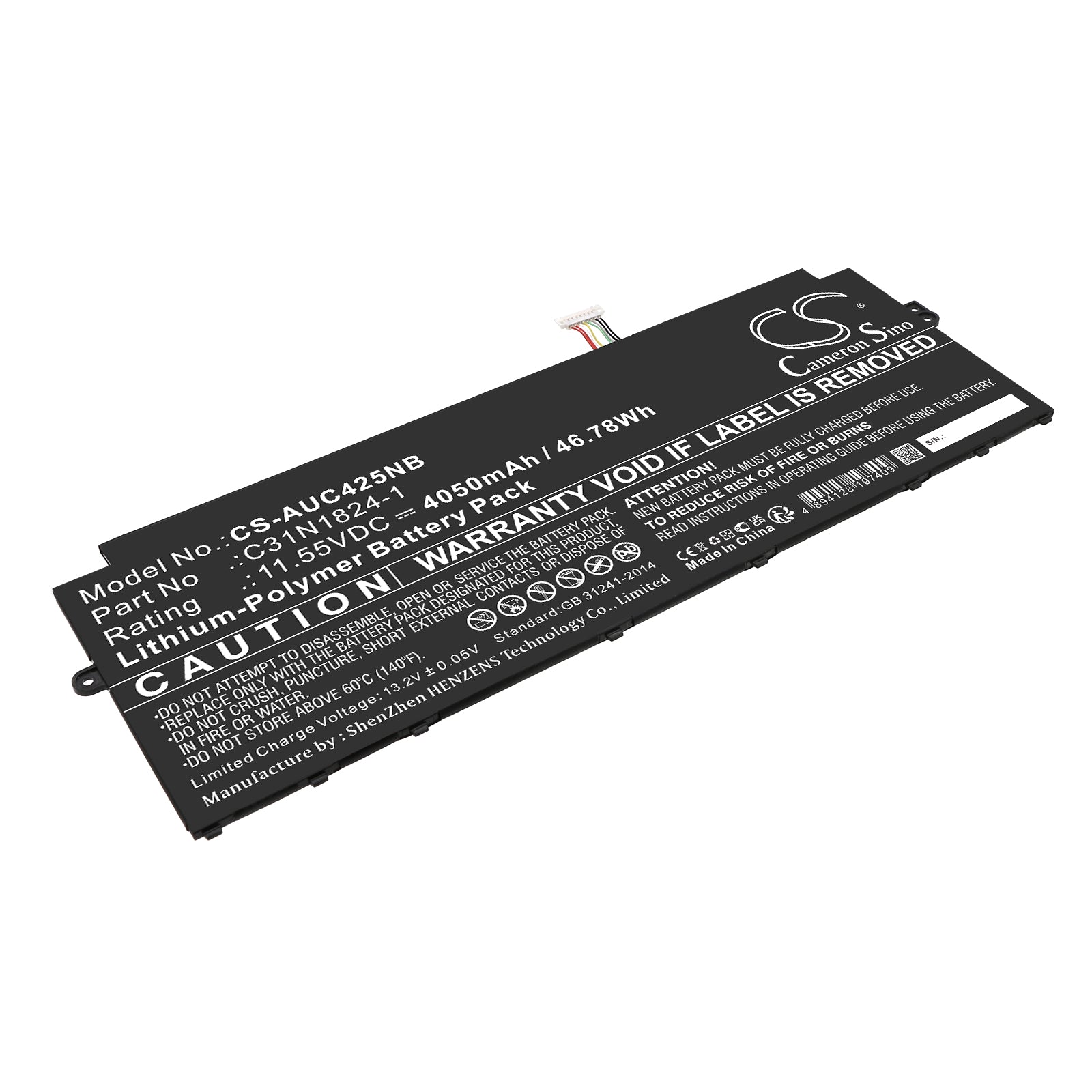 Li-Polymer, Notebook, Laptop Battery fits Asus C433ta, Chromebook C425ta, 11.55V, 4050mAh Notebook, Laptop Cameron Sino Technology Limited