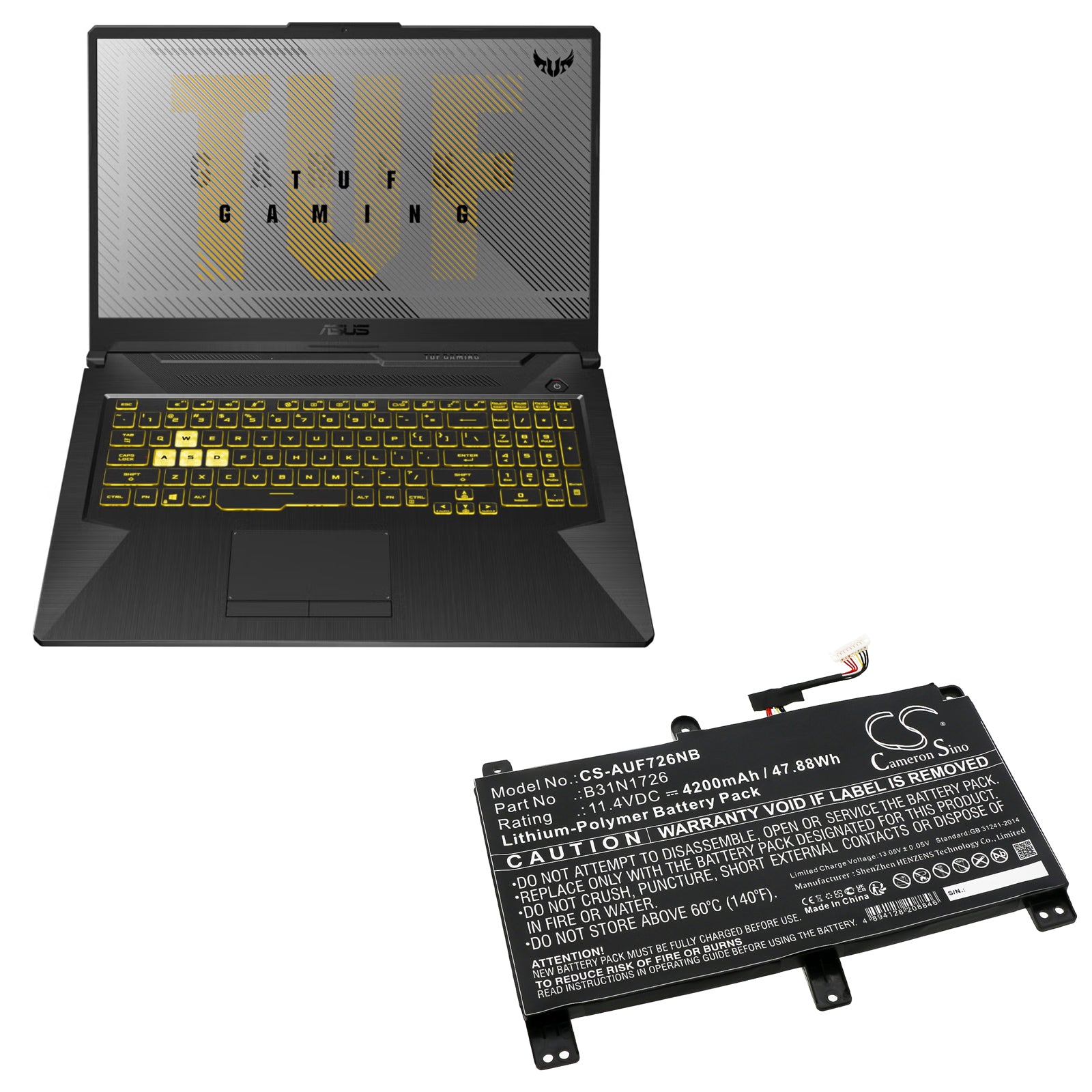 Li-Polymer, Notebook, Laptop Battery fits Asus Fx504, Fx504g, 11.4V, 4200mAh Notebook, Laptop Cameron Sino Technology Limited