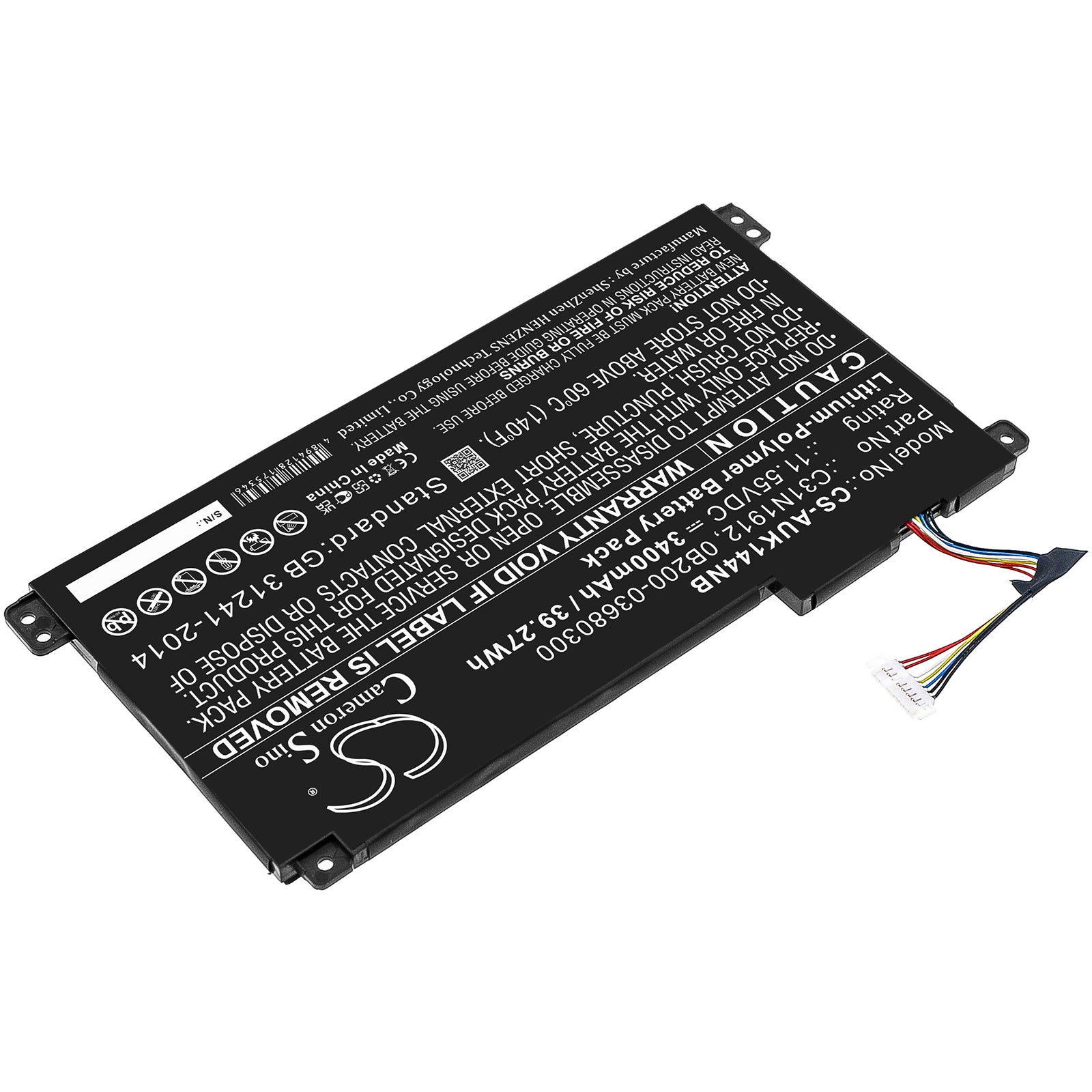 Li-Polymer, Notebook, Laptop Battery fits Asus E410ma, E510ma, 11.55V, 3400mAh Notebook, Laptop Cameron Sino Technology Limited