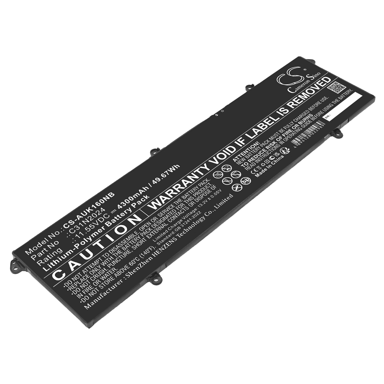 11.55V, Li-Polymer, 4300mAh, Battery fits Asus VivoBook 16X K3605VC, VivoBook 16X K3605VC-AS96, 49.67Wh Notebook, Laptop Cameron Sino Technology Limited