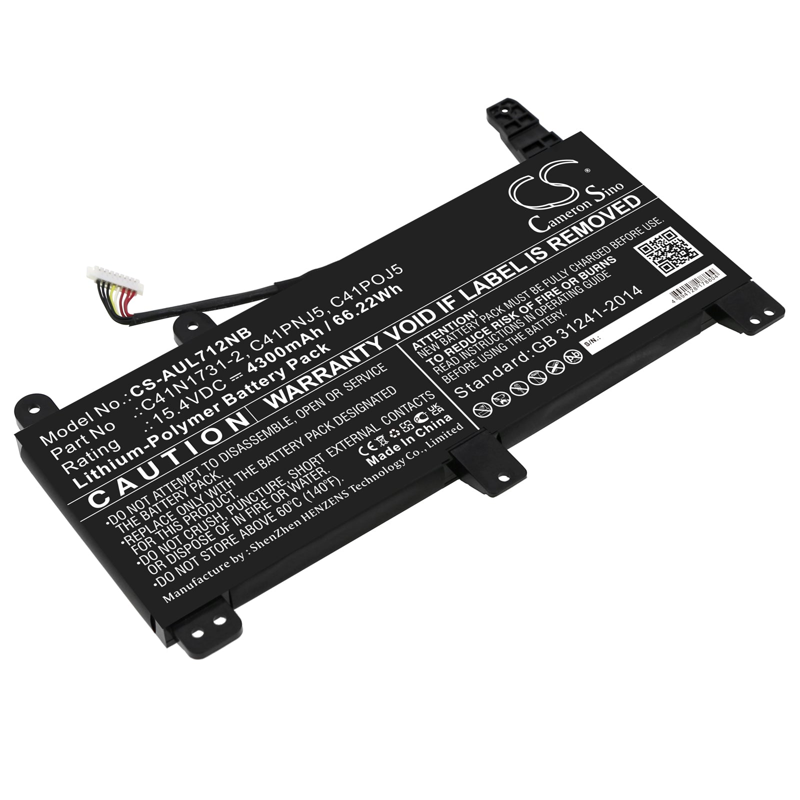 Li-Polymer, Notebook, Laptop Battery fits Asus G731gw, Rog Scar Ii Gl504gv-es015t, 15.4V, 4300mAh Notebook, Laptop Cameron Sino Technology Limited
