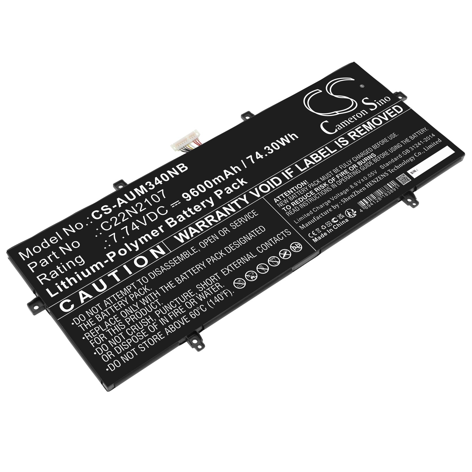 Li-Polymer, Notebook, Laptop Battery fits Asus Zenbook 14 2022 Ux4302za, Zenbook 14 Oled Um3402, 7.74V, 9600mAh Notebook, Laptop Cameron Sino Technology Limited