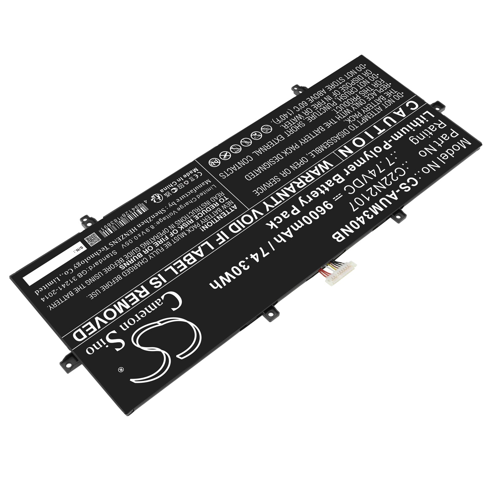 Li-Polymer, Notebook, Laptop Battery fits Asus Zenbook 14 2022 Ux4302za, Zenbook 14 Oled Um3402, 7.74V, 9600mAh Notebook, Laptop Cameron Sino Technology Limited