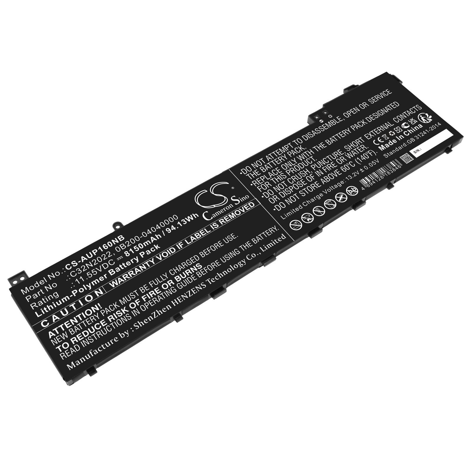 Li-Polymer, Notebook, Laptop Battery fits Asus Vivobook Pro 16x M7600, Vivobook Pro 16x M7600qe-l2014, 11.55V, 8150mAh Notebook, Laptop Cameron Sino Technology Limited