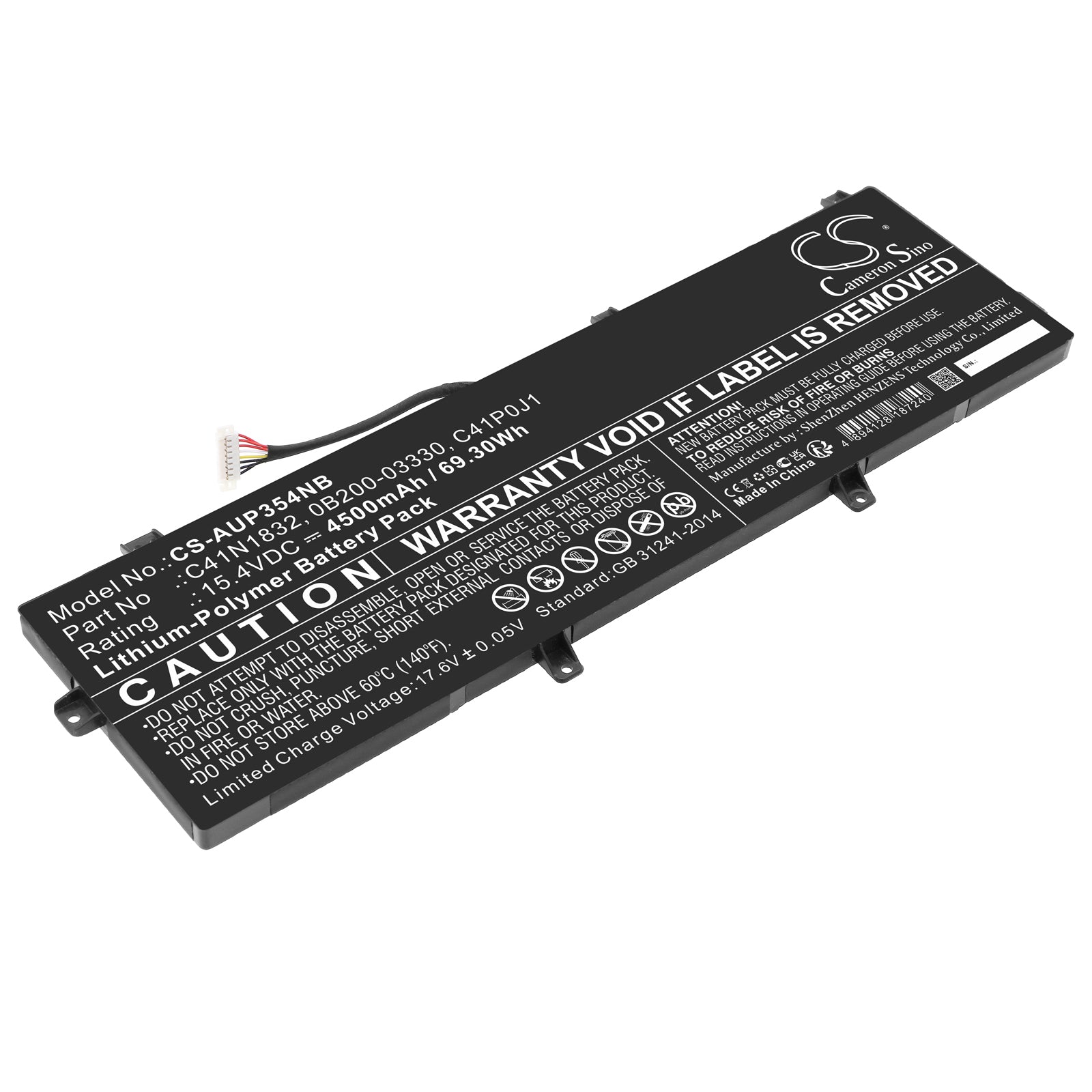 Li-Polymer, Notebook, Laptop Battery fits Asus P3540fb, P3540fb-bq0033, 15.4V, 4500mAh Notebook, Laptop Cameron Sino Technology Limited