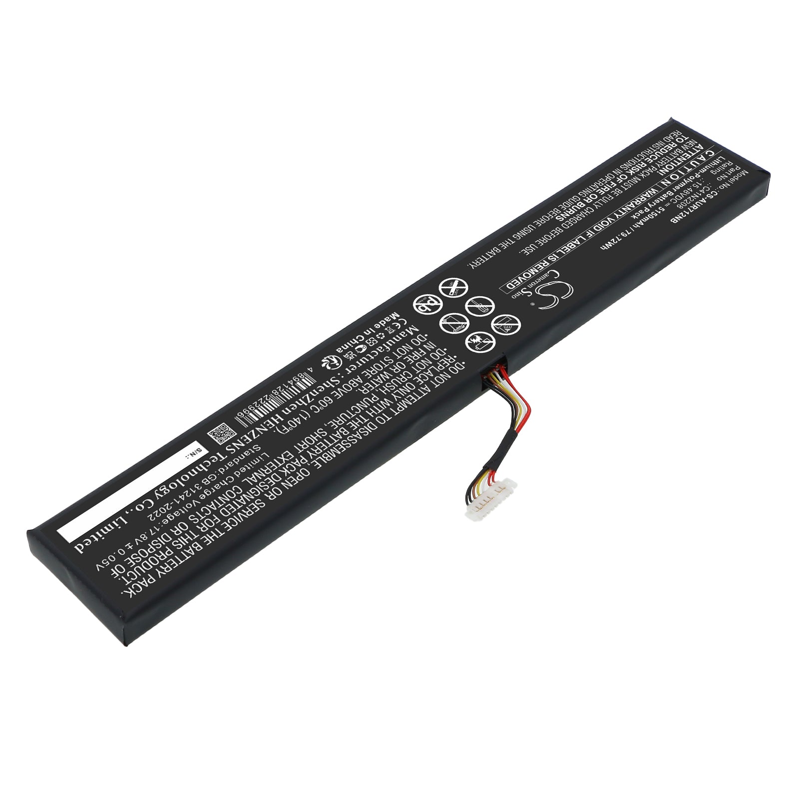 15.48V, Li-Polymer, 5150mAh, Battery fits Asus RC71L-NH001W, RC71L-NH002W, 79.72Wh Notebook, Laptop Cameron Sino Technology Limited