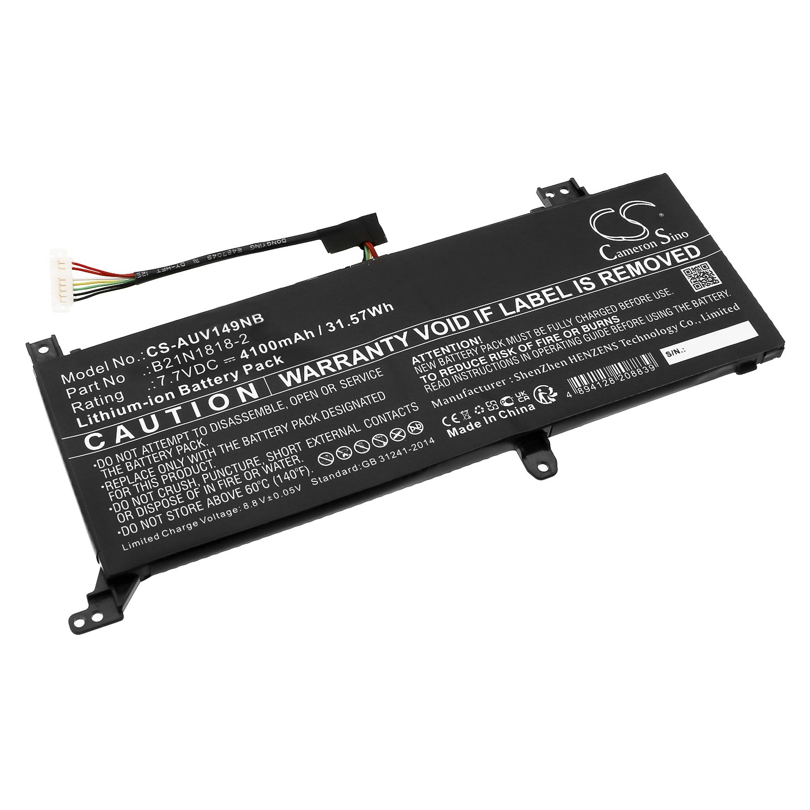 Li-ion, Notebook, Laptop Battery fits Asus Expertbook P1 P1510cja, Vivobook 14 F409da, 7.7V, 4100mAh CS-AUV149NB Notebook, Laptop Cameron Sino Technology Limited