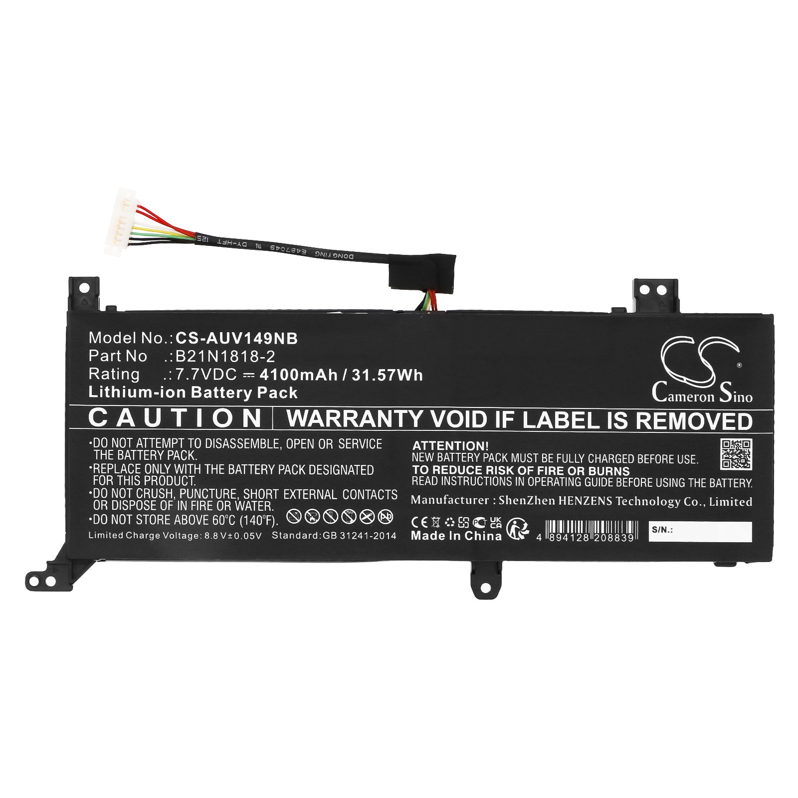 Li-ion, Notebook, Laptop Battery fits Asus Expertbook P1 P1510cja, Vivobook 14 F409da, 7.7V, 4100mAh CS-AUV149NB Notebook, Laptop Cameron Sino Technology Limited