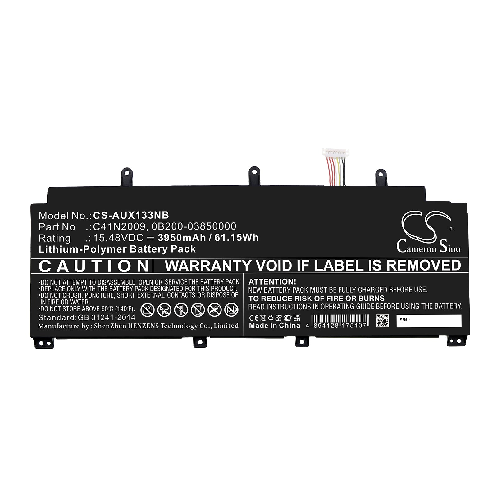 Li-Polymer, Notebook, Laptop Battery fits Asus Rog Flow Gv301qe, Rog Flow Gv301qh, 15.48V, 3950mAh Notebook, Laptop Cameron Sino Technology Limited