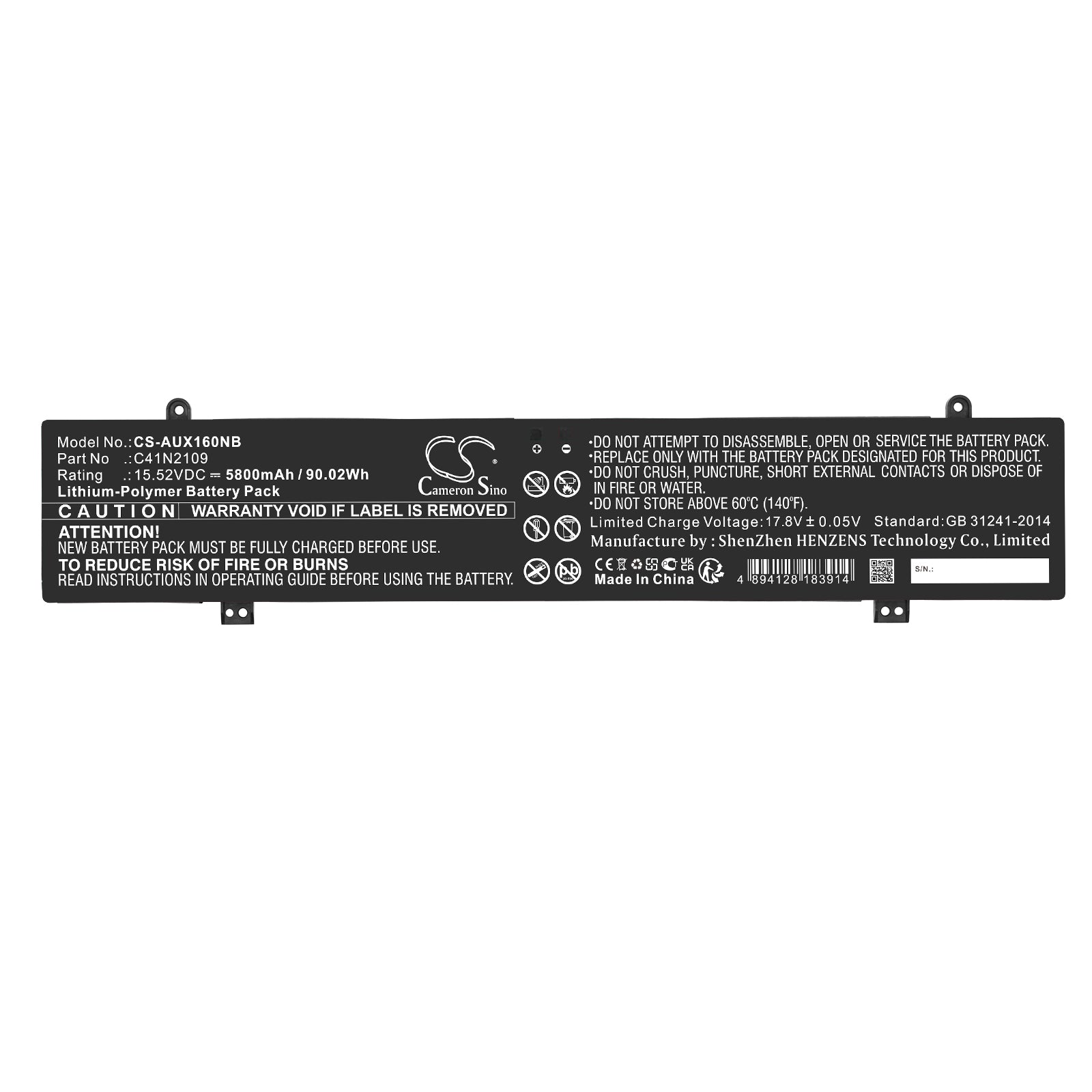 Li-Polymer, Notebook, Laptop Battery fits Asus Nr2203re, Nr2203rm, 15.52V, 5800mAh Notebook, Laptop Cameron Sino Technology Limited