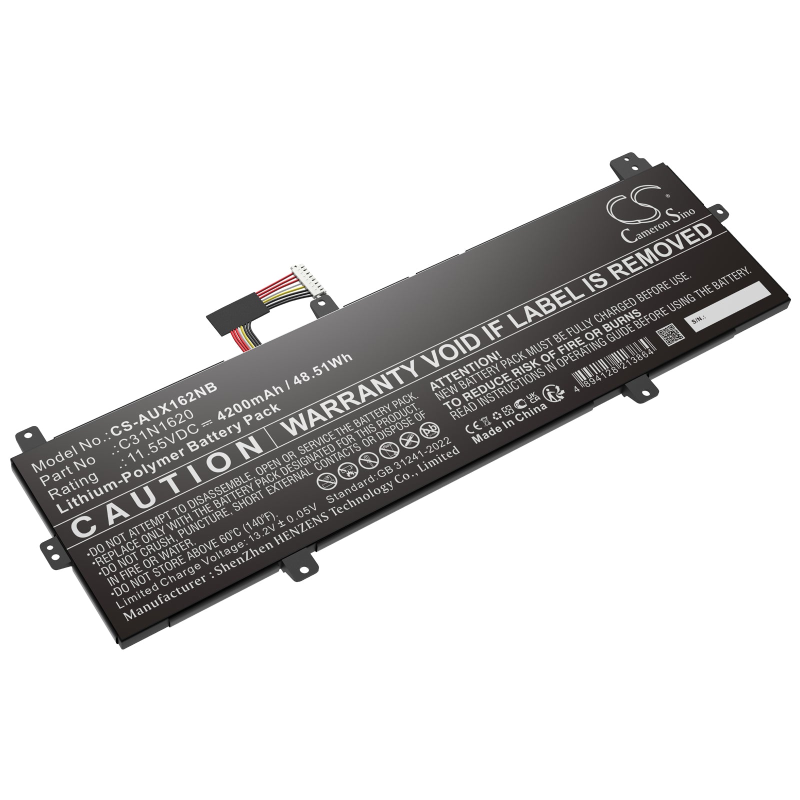 11.55V, Li-Polymer, 4200mAh, Battery fits Asus BX430, BX430UA, 48.51Wh Notebook, Laptop Cameron Sino Technology Limited