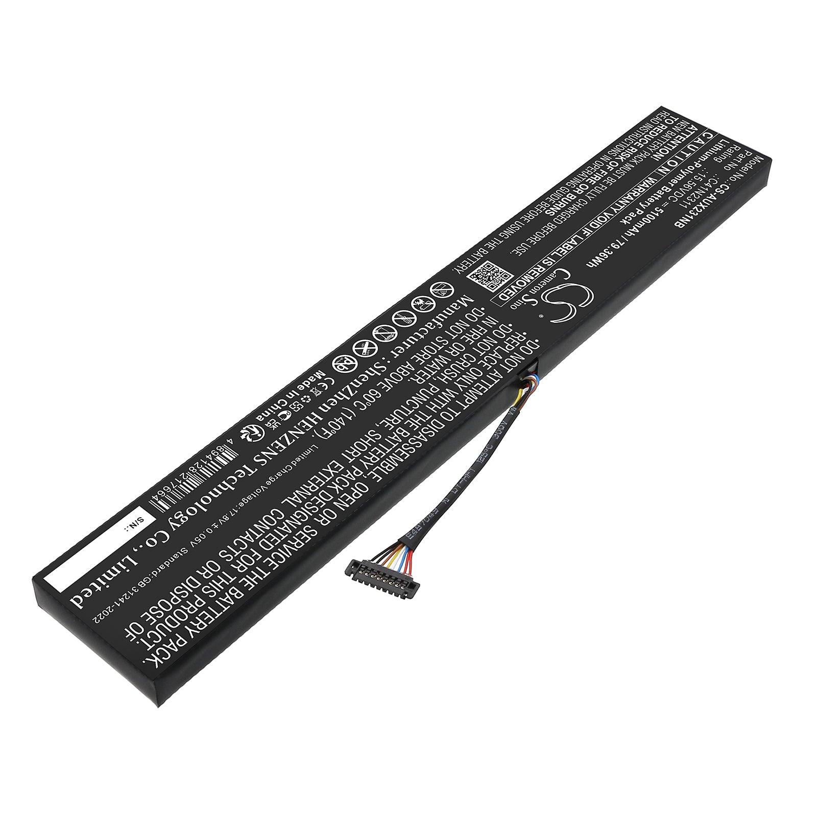 15.56V, Li-Polymer, 5100mAh, Battery fits Asus RC72LA-NH002W, RC72LA-NH007W, 79.36Wh Notebook, Laptop Cameron Sino Technology Limited