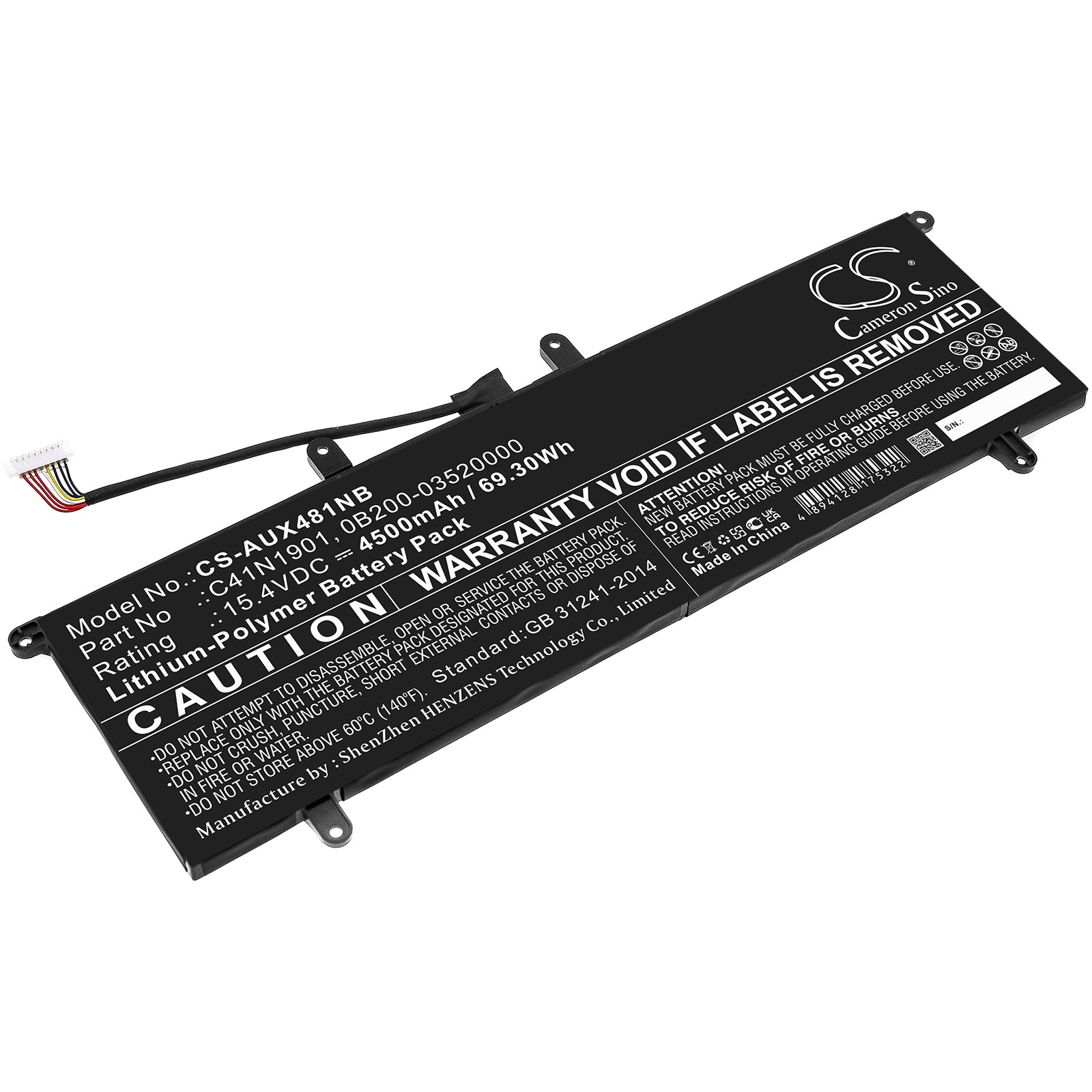 Li-Polymer, Notebook, Laptop Battery fits Asus Zenbook 14 Ux481f, Zenbook 14 Ux481fl, 15.4V, 4500mAh Notebook, Laptop Cameron Sino Technology Limited