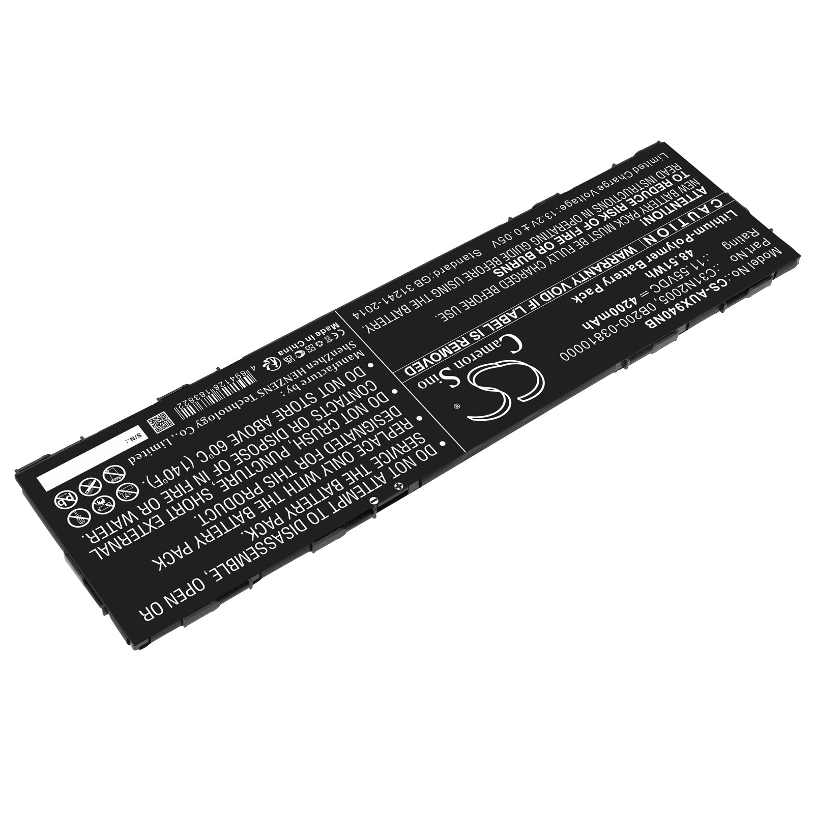 Li-Polymer, Notebook, Laptop Battery fits Asus B3402fea, B3402fea-fvp1333r, 11.55V, 4200mAh Notebook, Laptop Cameron Sino Technology Limited