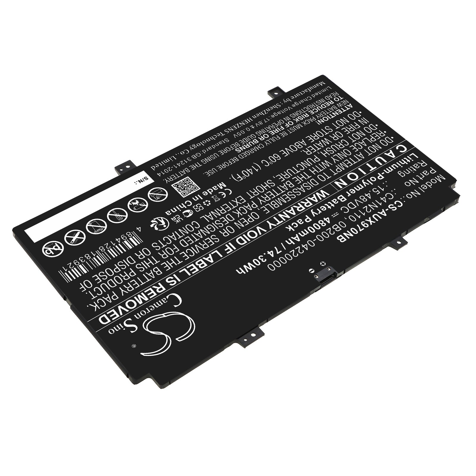 Li-Polymer, Notebook, Laptop Battery fits Asus Ux9702aa, Zenbook 17 Fold Oled, 15.48V, 4800mAh Notebook, Laptop Cameron Sino Technology Limited