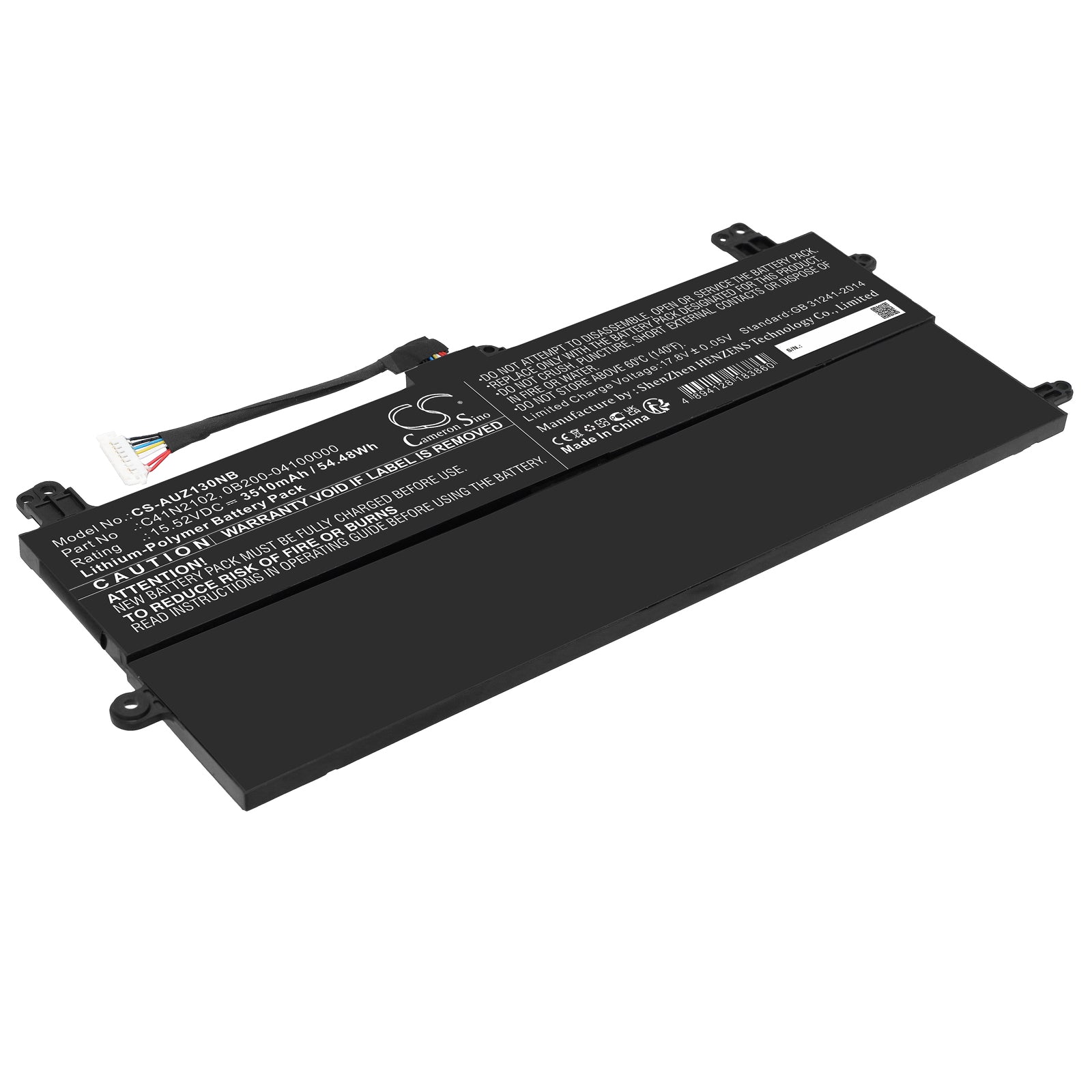 Li-Polymer, Notebook, Laptop Battery fits Asus Gz301, Gz301ze-z13.i93050t, 15.52V, 3510mAh Notebook, Laptop Cameron Sino Technology Limited