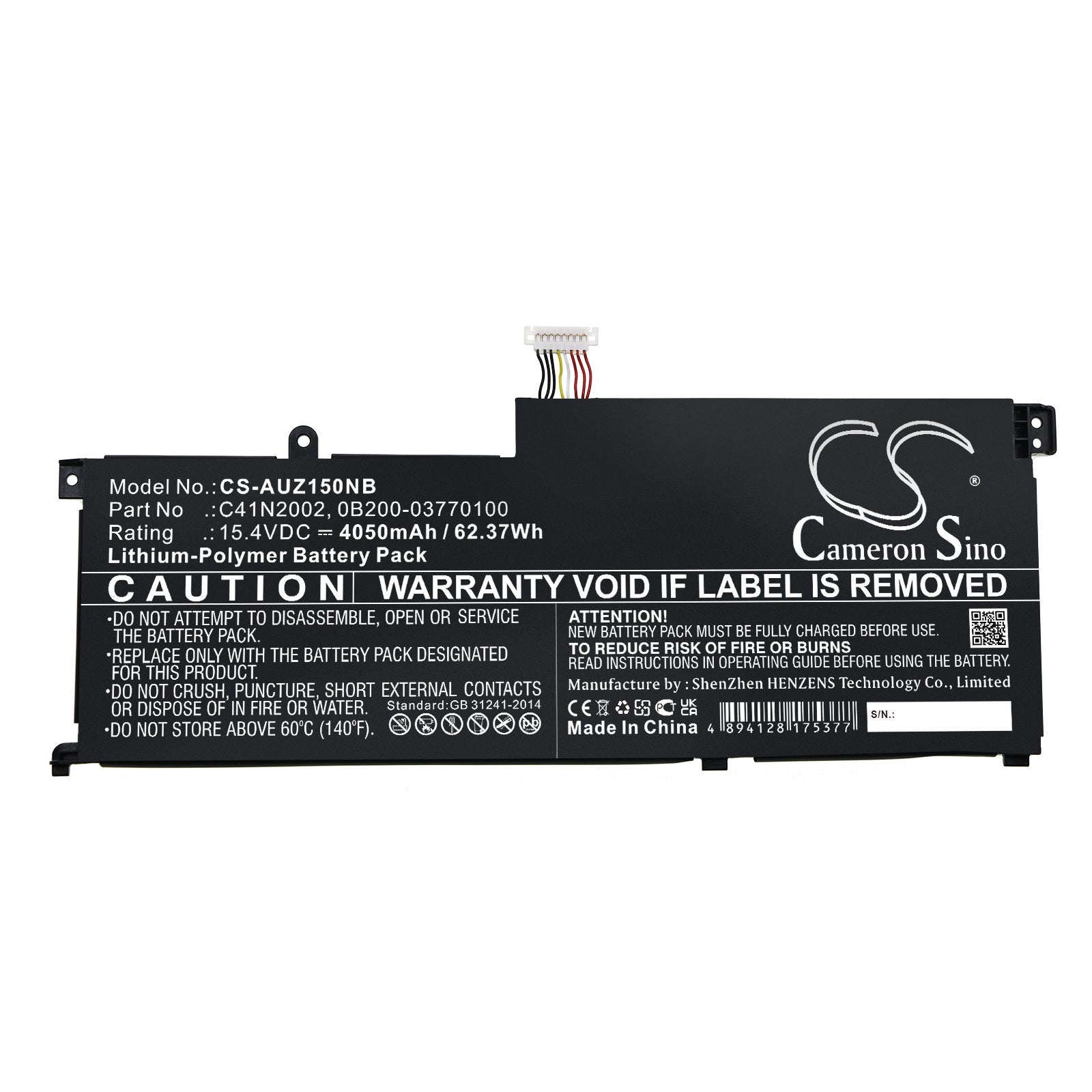 Li-Polymer, Notebook, Laptop Battery fits Asus Ux535lh-bh74, Ux535lh-bn002t, 15.4V, 4050mAh Notebook, Laptop Cameron Sino Technology Limited