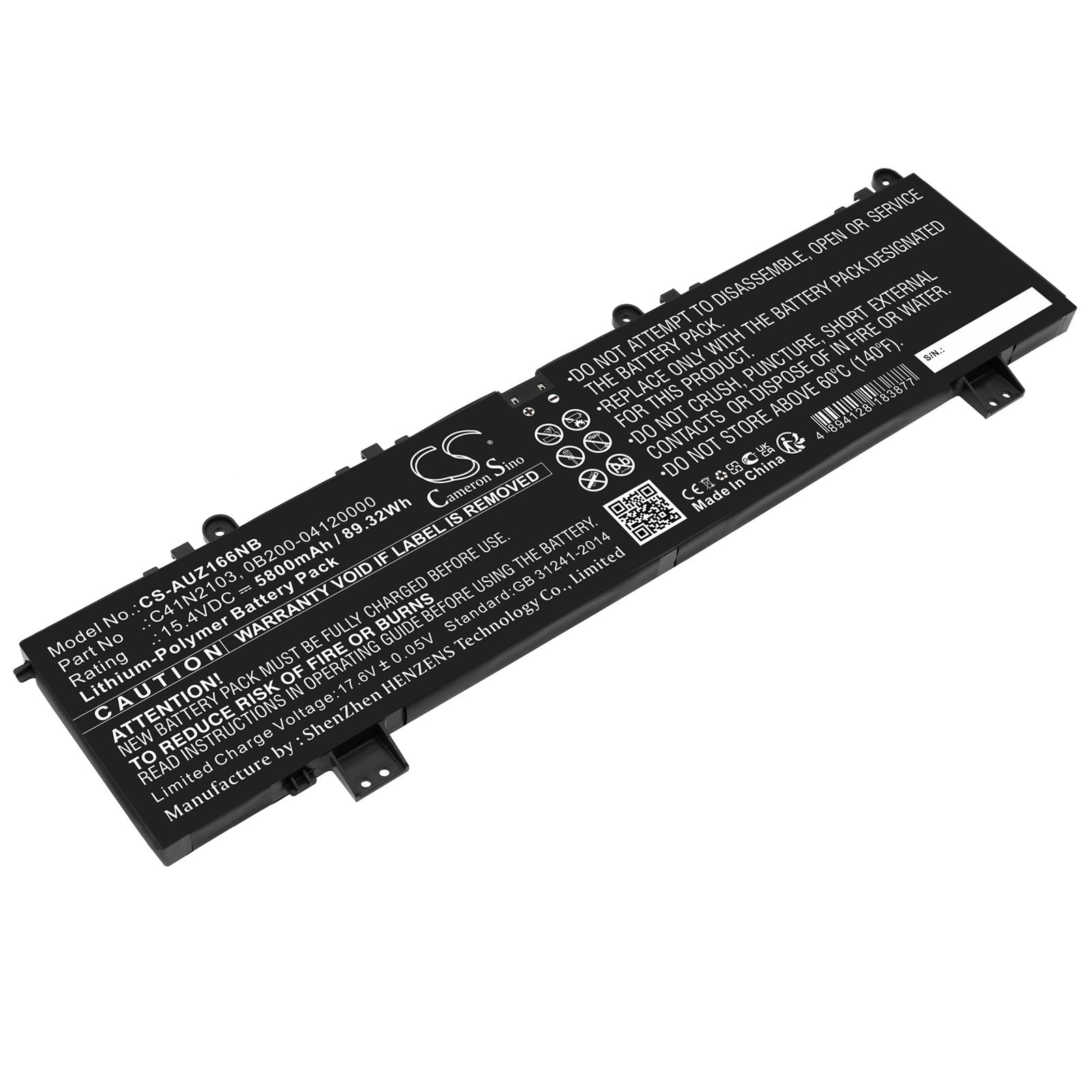 Li-Polymer, Notebook, Laptop Battery fits Asus Asus Nr2202rm, Asus Nr2202rs, 15.4V, 5800mAh Notebook, Laptop Cameron Sino Technology Limited
