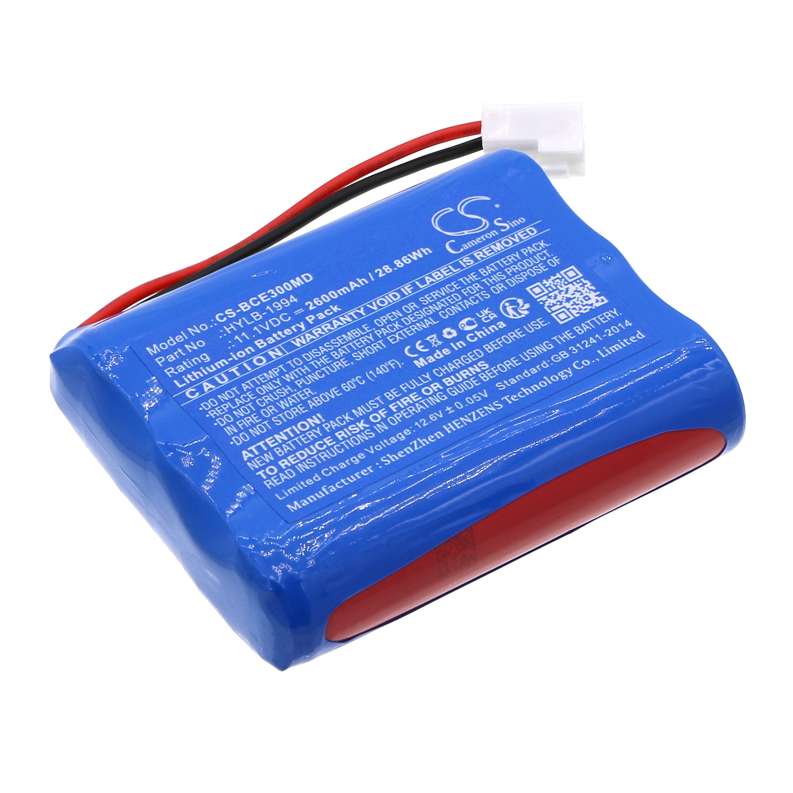 Li-ion, Medical Battery fits Biocare Ie101, Ie3000, 11.1V, 2600mAh Medical Cameron Sino Technology Limited
