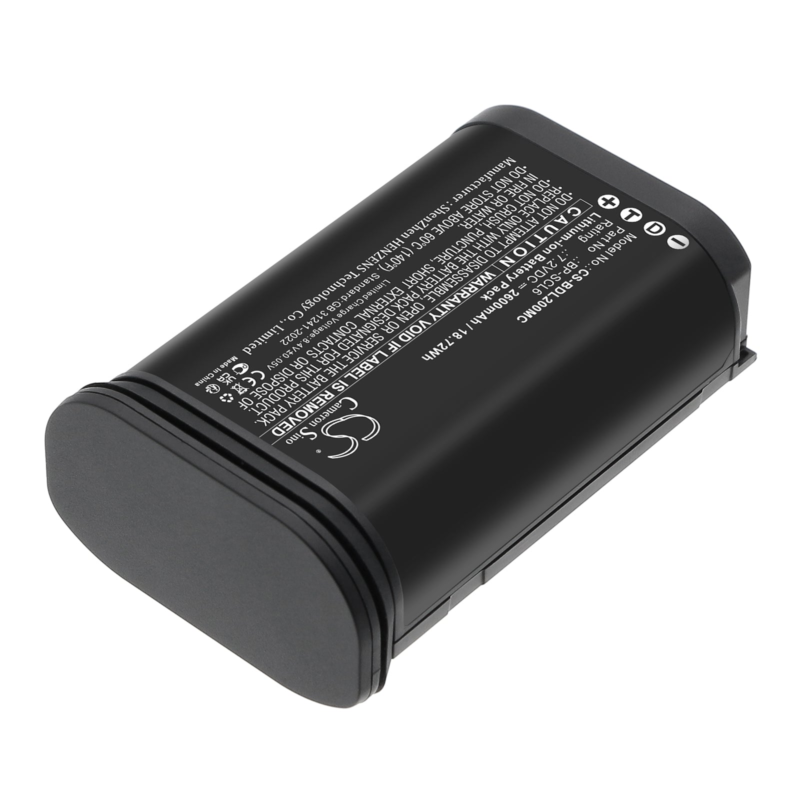 7.2V, Li-ion, 2600mAh, Battery fits Leica Q2, Q3, 18.72Wh Camera Cameron Sino Technology Limited