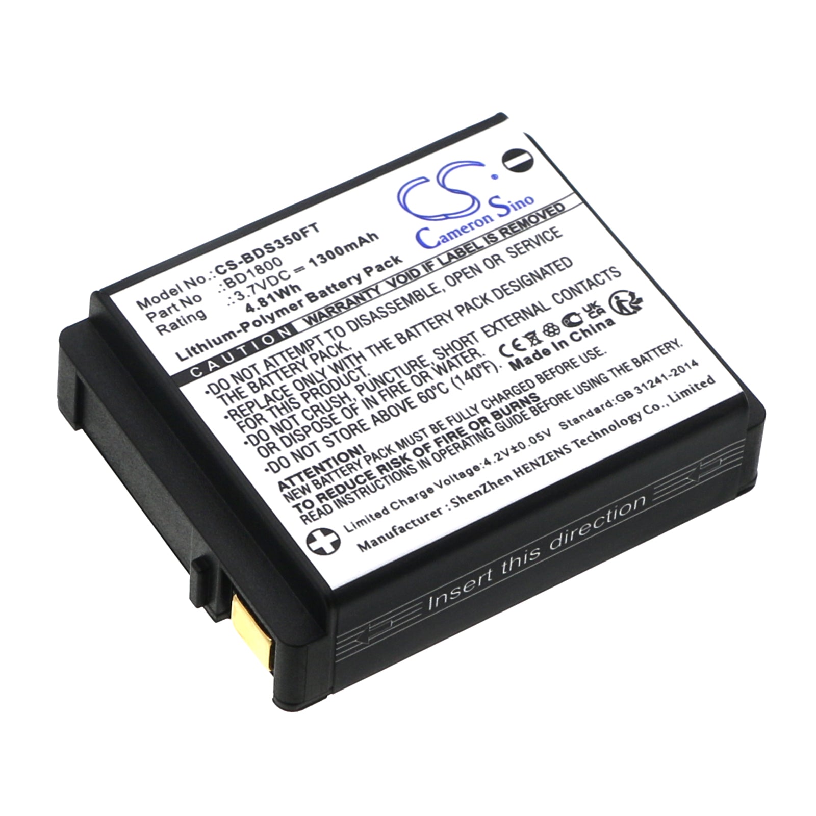 Li-Polymer, Flashlight Battery fits Coast Fl60r, Fl75r, 3.7V, 1300mAh Flashlight Cameron Sino Technology Limited