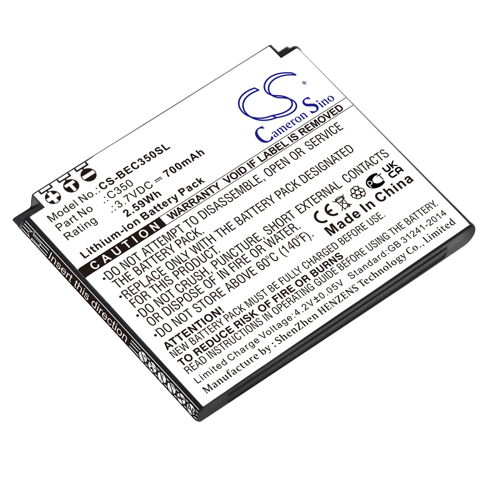 Li-ion, Mobile, SmartPhone Battery fits Bea-fon C350, 3.7V, 700mAh Mobile, SmartPhone Cameron Sino Technology Limited
