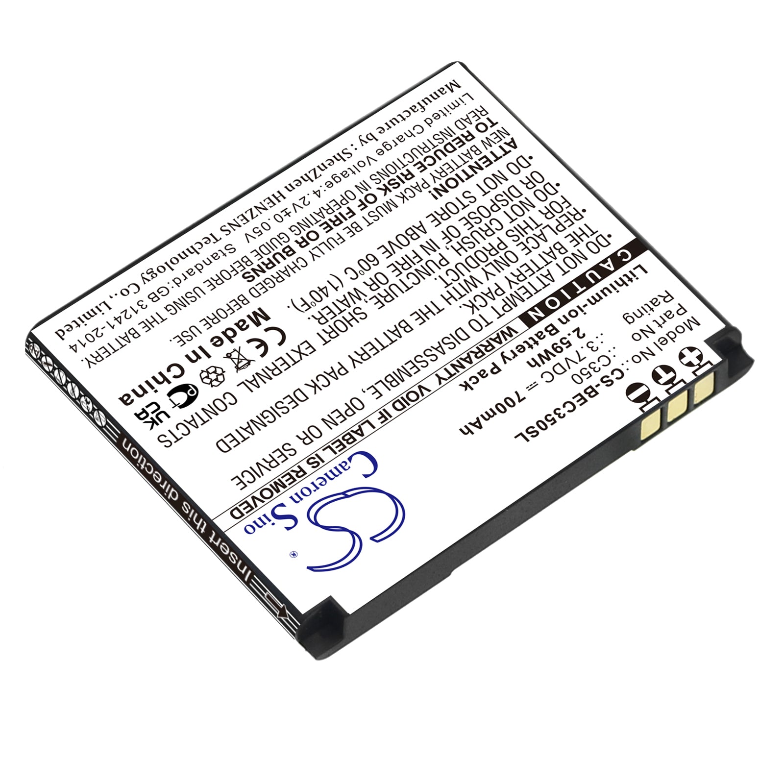 Li-ion, Mobile, SmartPhone Battery fits Bea-fon C350, 3.7V, 700mAh Mobile, SmartPhone Cameron Sino Technology Limited