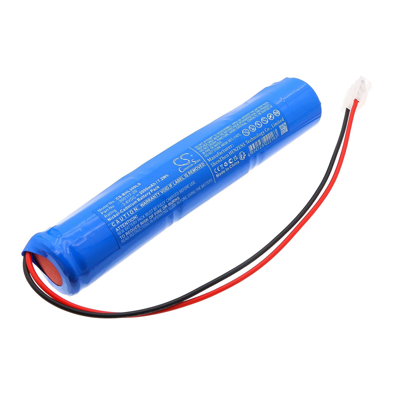 3.6V, Ni-CD, 2000mAh, Battery fits Beghelli 415.067.101, 415067101, 7.2Wh Emergency Lighting Cameron Sino Technology Limited