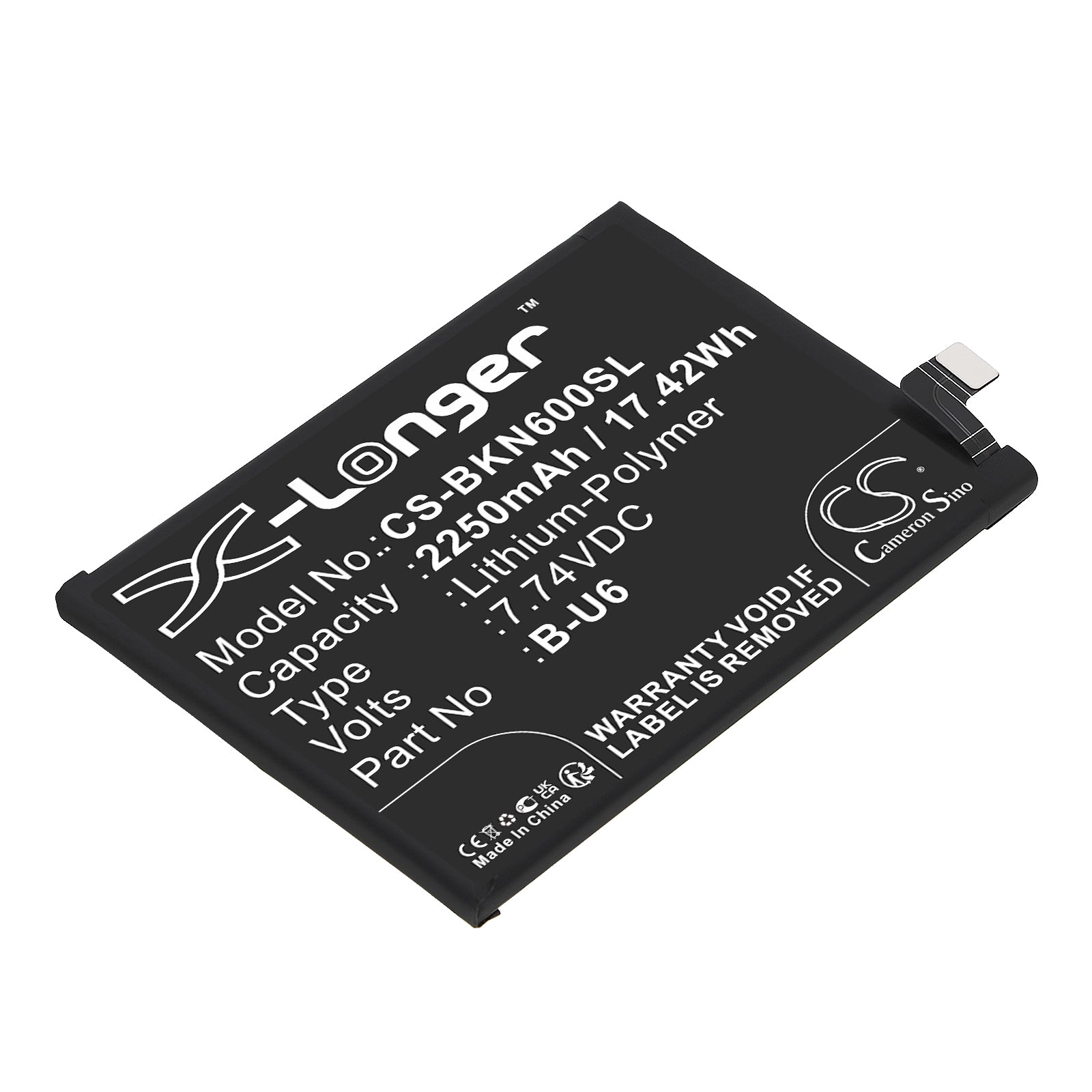 Li-Polymer, Mobile, SmartPhone Battery fits Vivo Iqoo Neo6 Se 5g, V2199a, 7.74V, 2250mAh Mobile, SmartPhone Cameron Sino Technology Limited