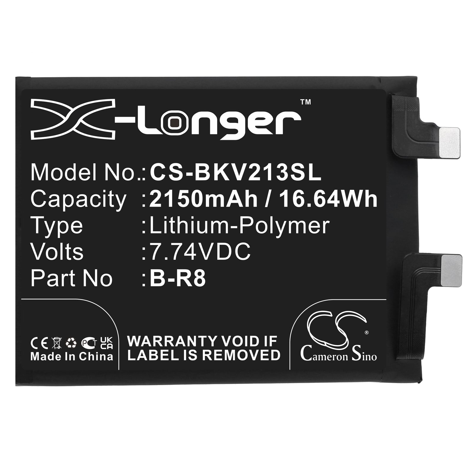 Li-Polymer, Mobile, SmartPhone Battery fits Vivo Iqoo 8, Iqoo 8 5g, 7.74V, 2150mAh Mobile, SmartPhone Cameron Sino Technology Limited
